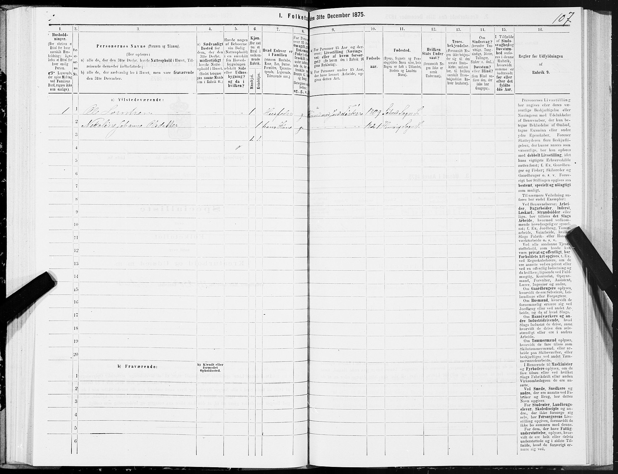 SAT, 1875 census for 1731P Sparbu, 1875, p. 3107