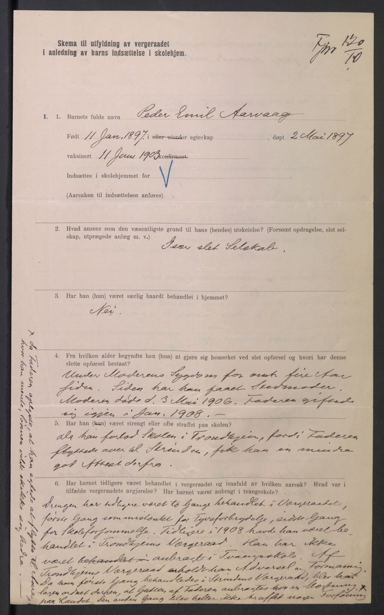 Falstad skolehjem, AV/RA-S-1676/E/Eb/L0010: Elevmapper løpenr. 210-239, 1910-1917, p. 134