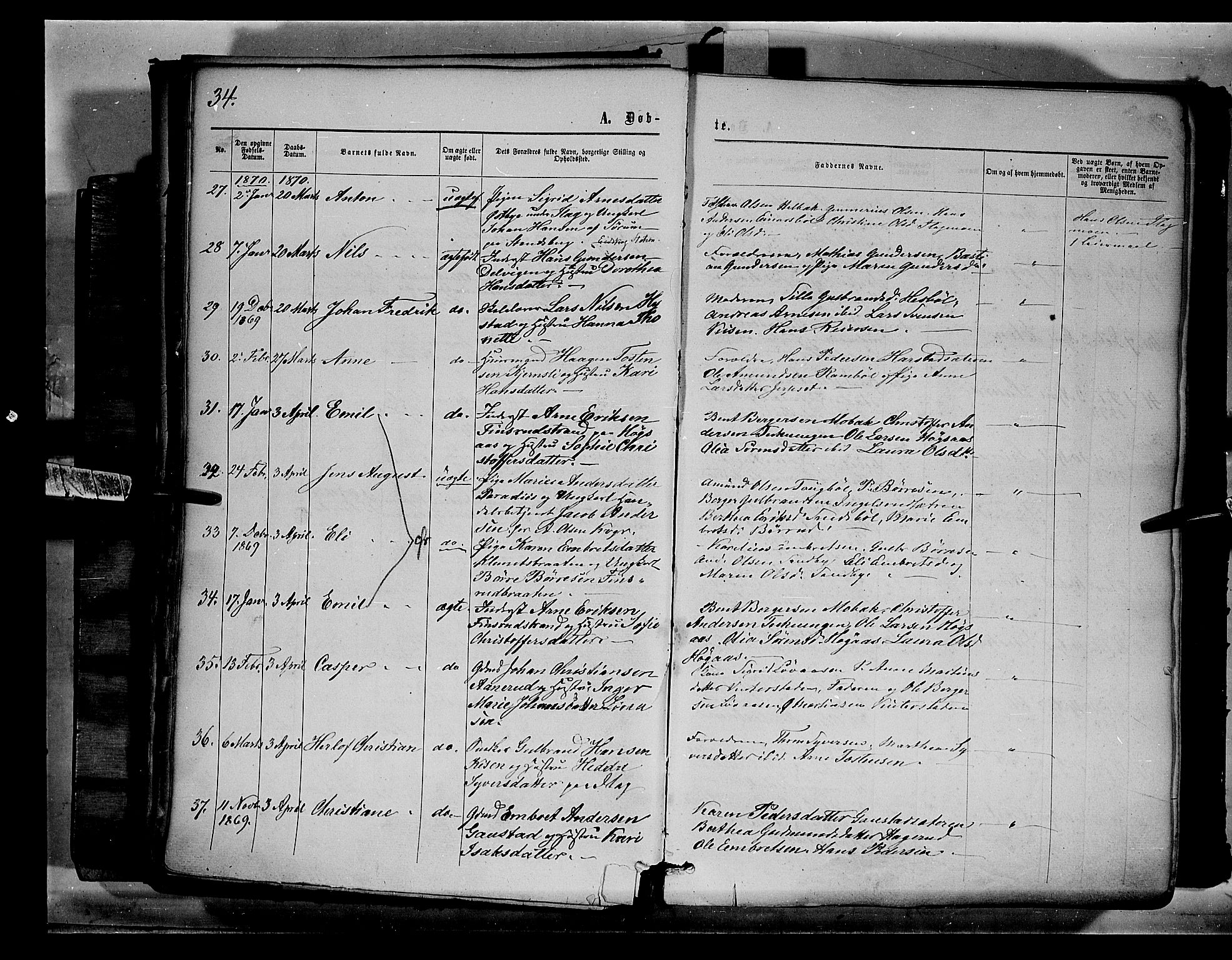 Eidskog prestekontor, AV/SAH-PREST-026/H/Ha/Haa/L0002: Parish register (official) no. 2, 1867-1878, p. 34