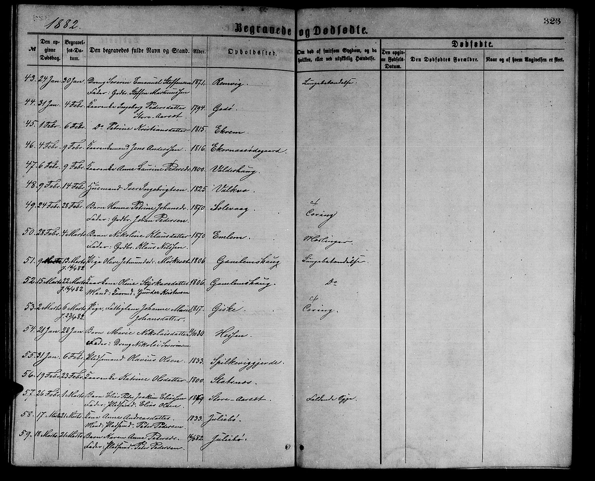 Ministerialprotokoller, klokkerbøker og fødselsregistre - Møre og Romsdal, AV/SAT-A-1454/528/L0429: Parish register (copy) no. 528C10, 1872-1886, p. 323