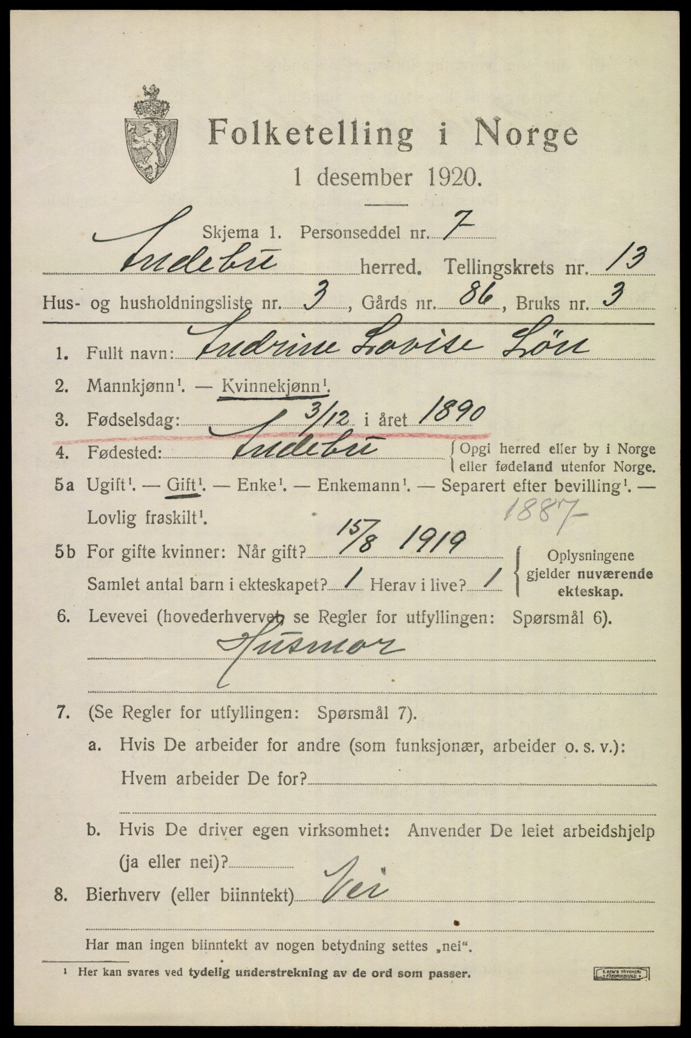 SAKO, 1920 census for Andebu, 1920, p. 4824