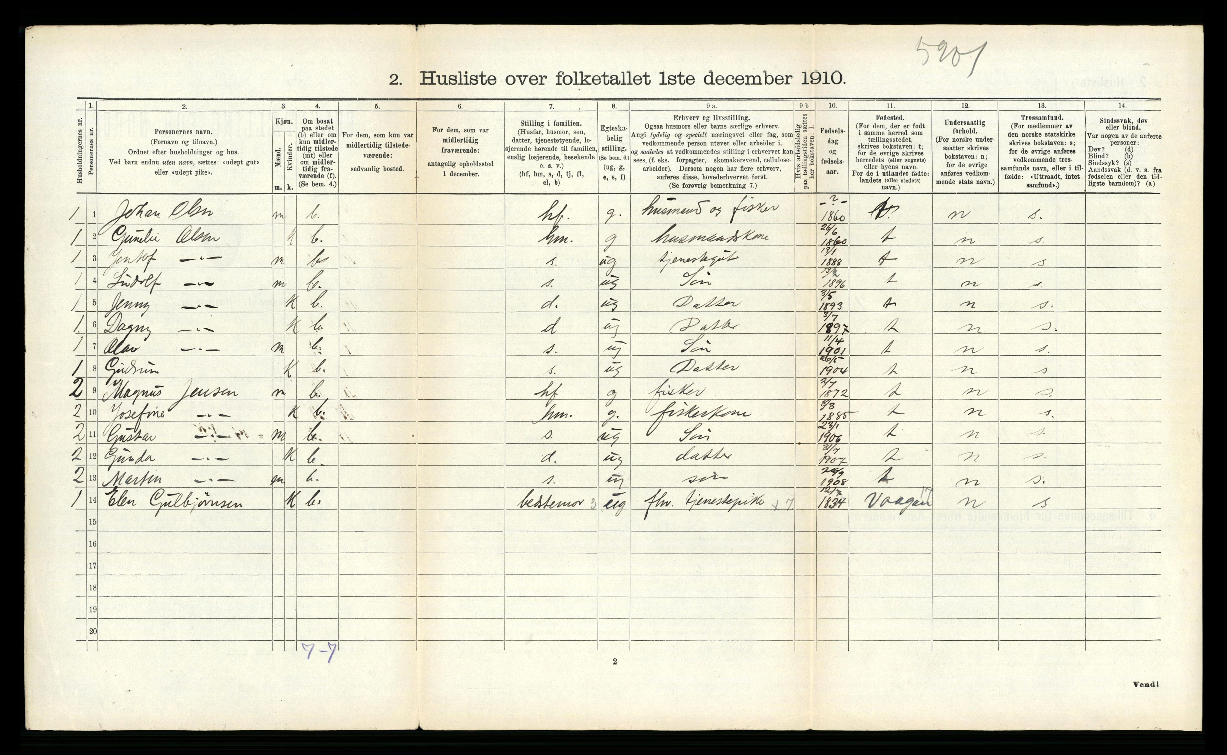 RA, 1910 census for Hadsel, 1910, p. 546