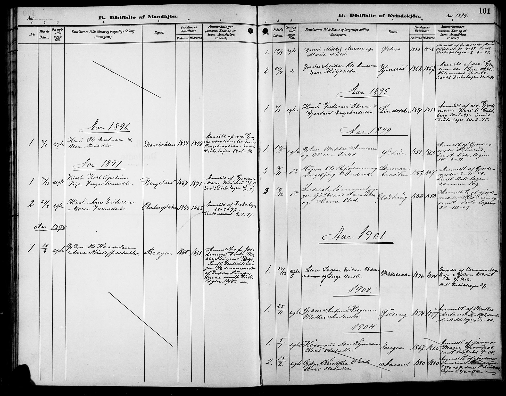 Sør-Aurdal prestekontor, SAH/PREST-128/H/Ha/Hab/L0009: Parish register (copy) no. 9, 1894-1924, p. 101