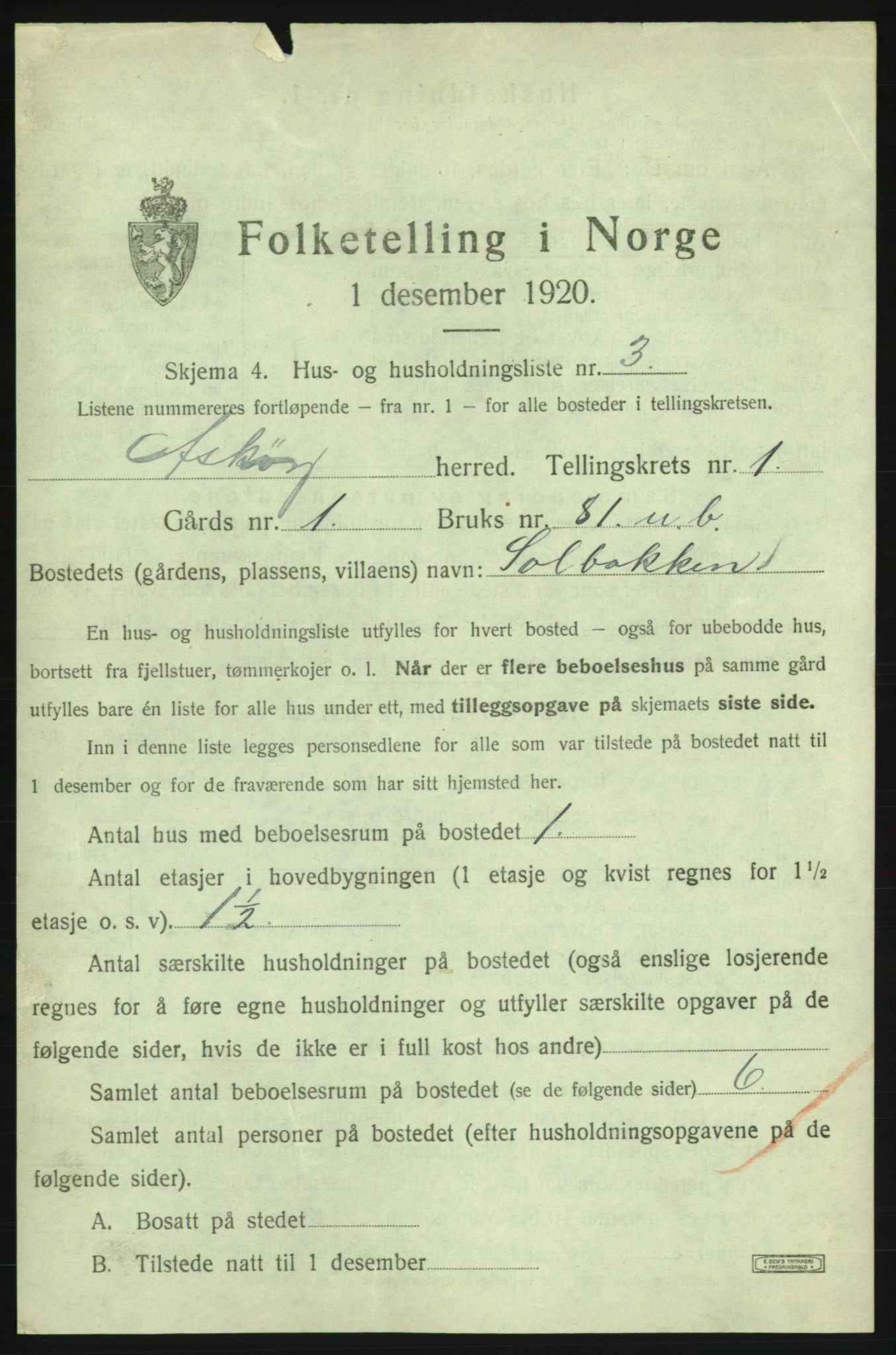 SAB, 1920 census for Askøy, 1920, p. 58