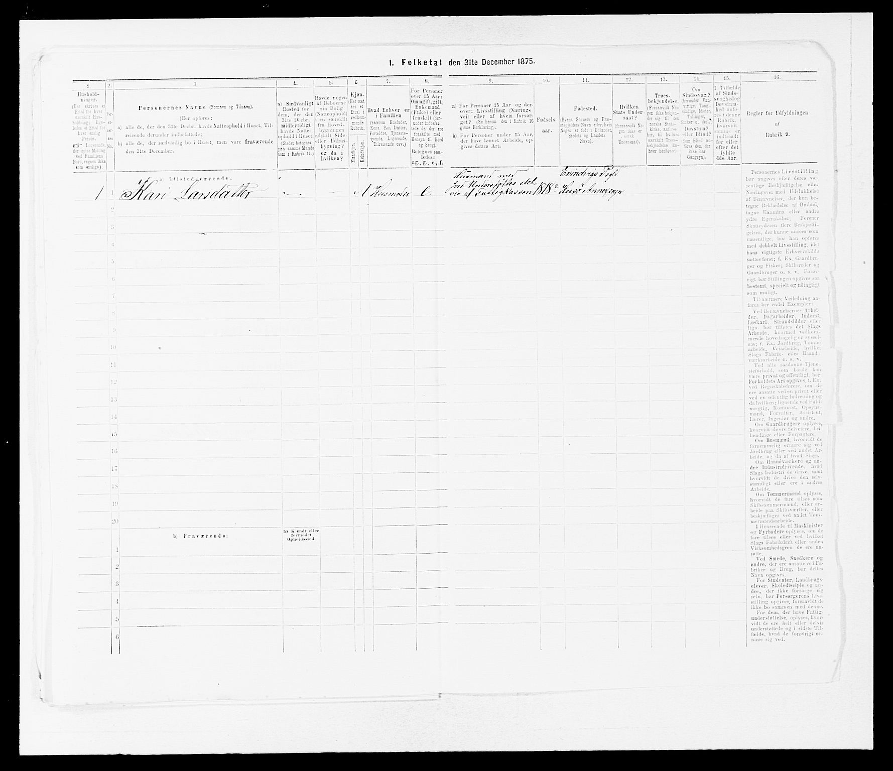 SAB, 1875 census for 1411P Eivindvik, 1875, p. 255