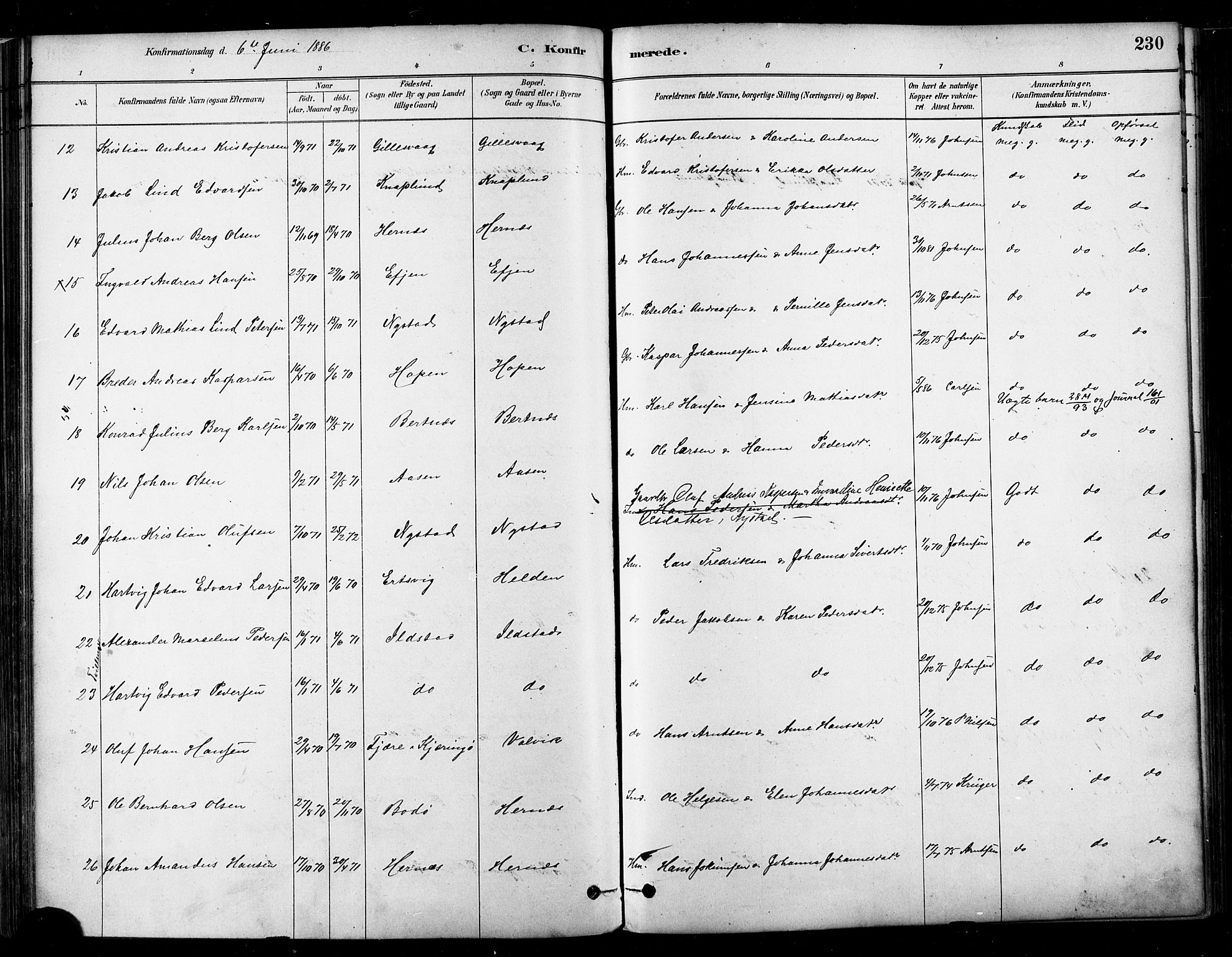 Ministerialprotokoller, klokkerbøker og fødselsregistre - Nordland, SAT/A-1459/802/L0054: Parish register (official) no. 802A01, 1879-1893, p. 230