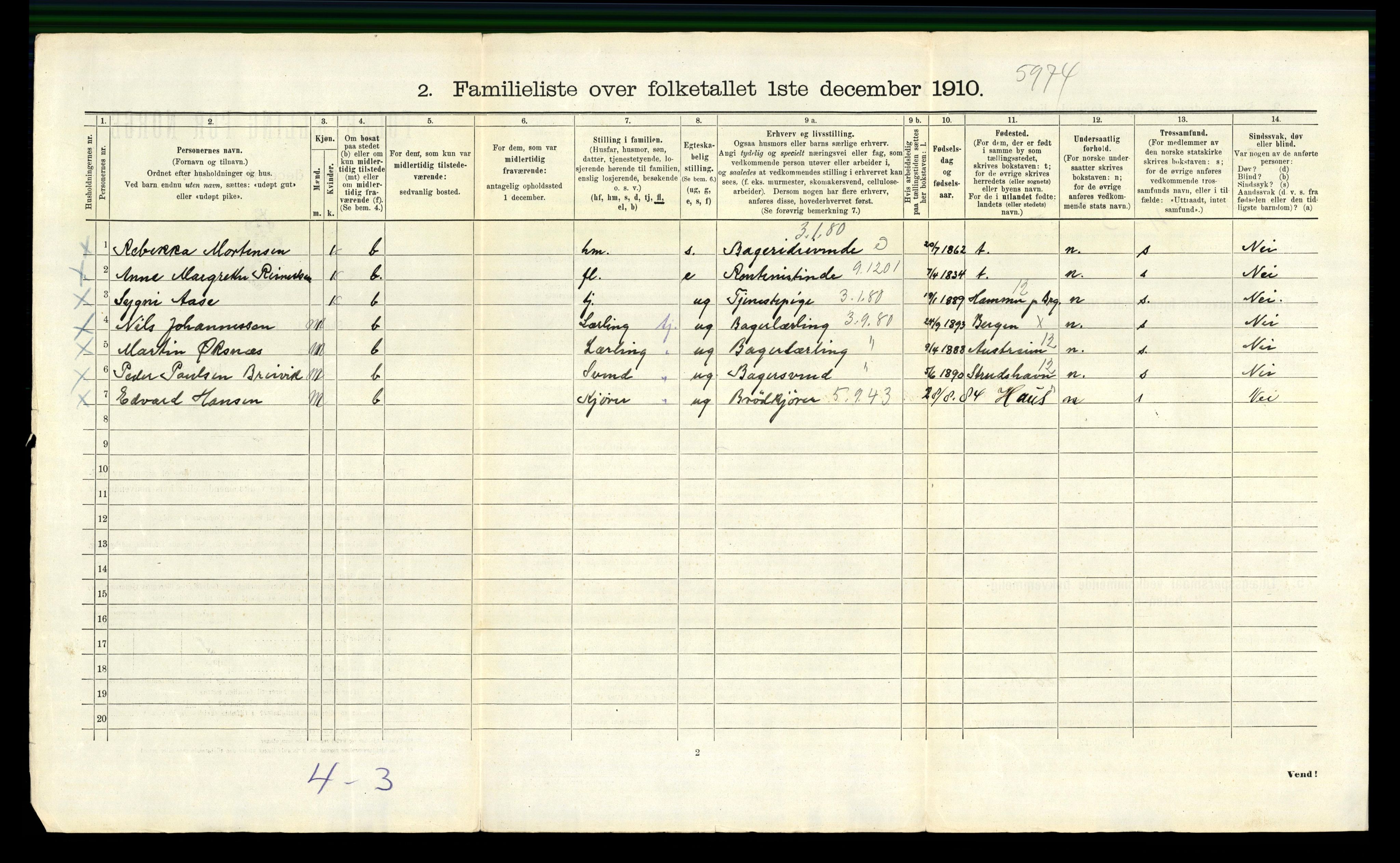 RA, 1910 census for Bergen, 1910, p. 21598