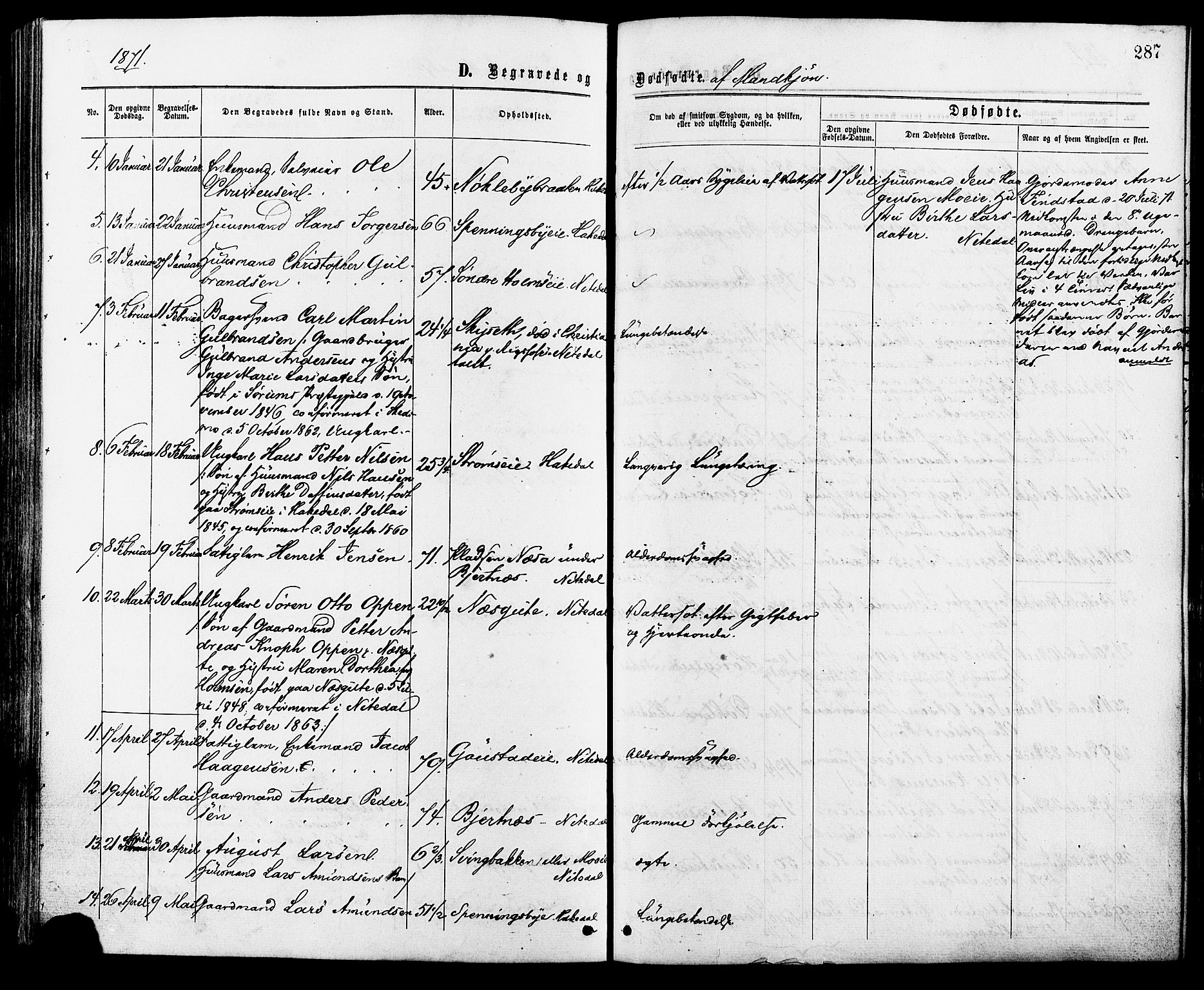 Nittedal prestekontor Kirkebøker, AV/SAO-A-10365a/F/Fa/L0006: Parish register (official) no. I 6, 1863-1878, p. 287