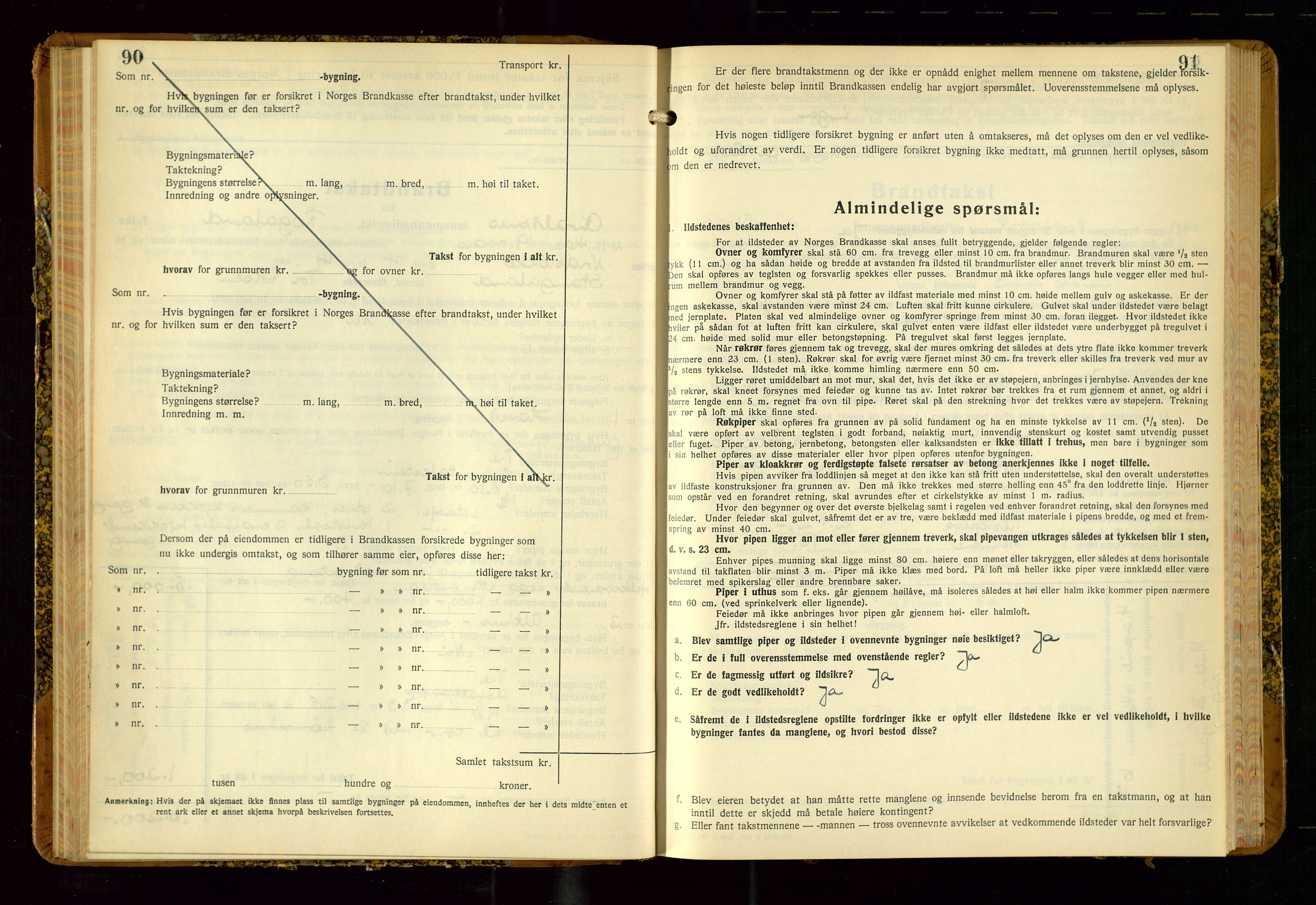 Avaldsnes lensmannskontor, SAST/A-100286/Gob/L0002: "Branntakstprotokoll for Avaldsnes lensmannsdistrikt Rogaland fylke", 1940-1950, p. 90-91