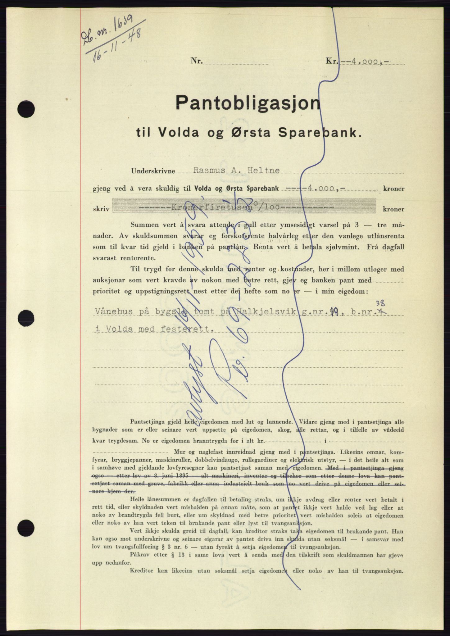Søre Sunnmøre sorenskriveri, AV/SAT-A-4122/1/2/2C/L0116: Mortgage book no. 4B, 1948-1949, Diary no: : 1639/1948