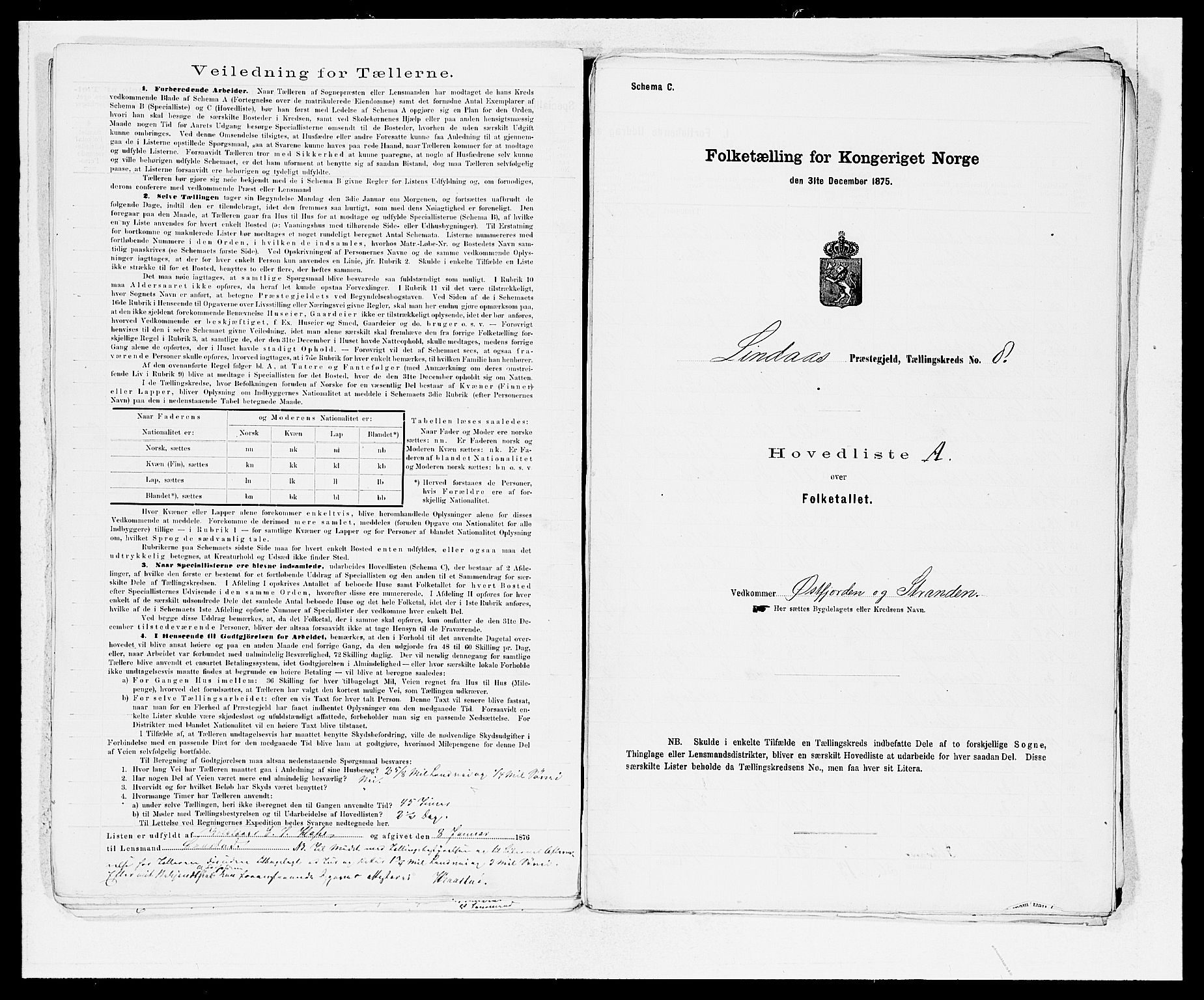 SAB, 1875 census for 1263P Lindås, 1875, p. 17