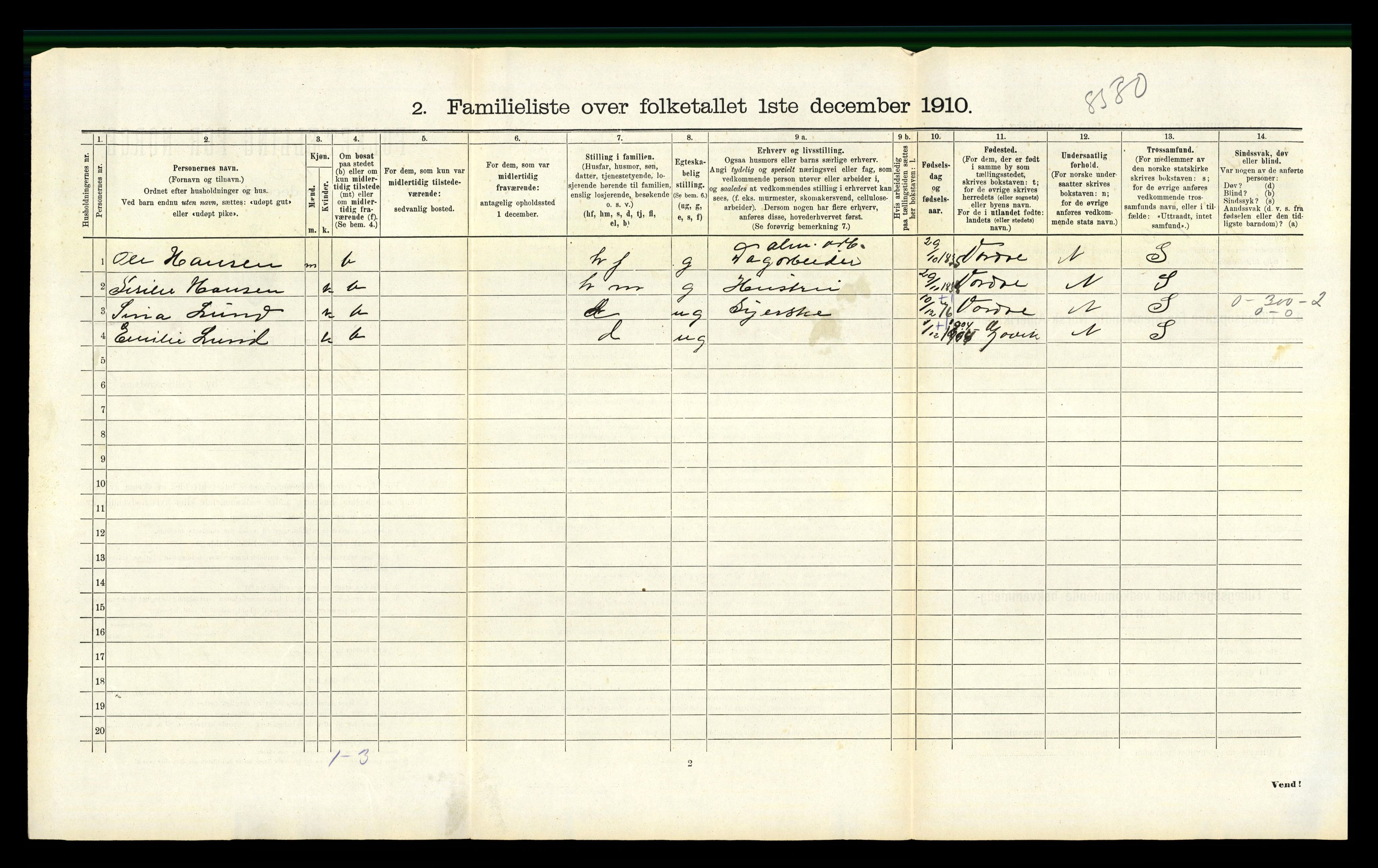 RA, 1910 census for Gjøvik, 1910, p. 1365