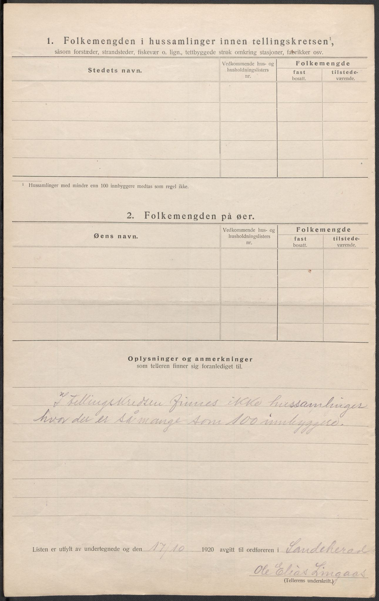 SAKO, 1920 census for Sandeherred, 1920, p. 37