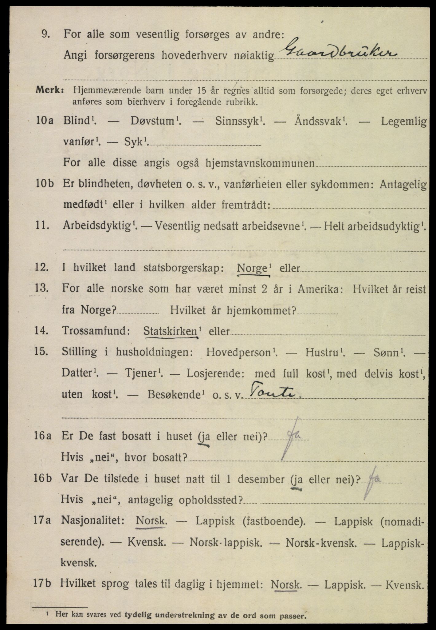 SAT, 1920 census for Klinga, 1920, p. 2856