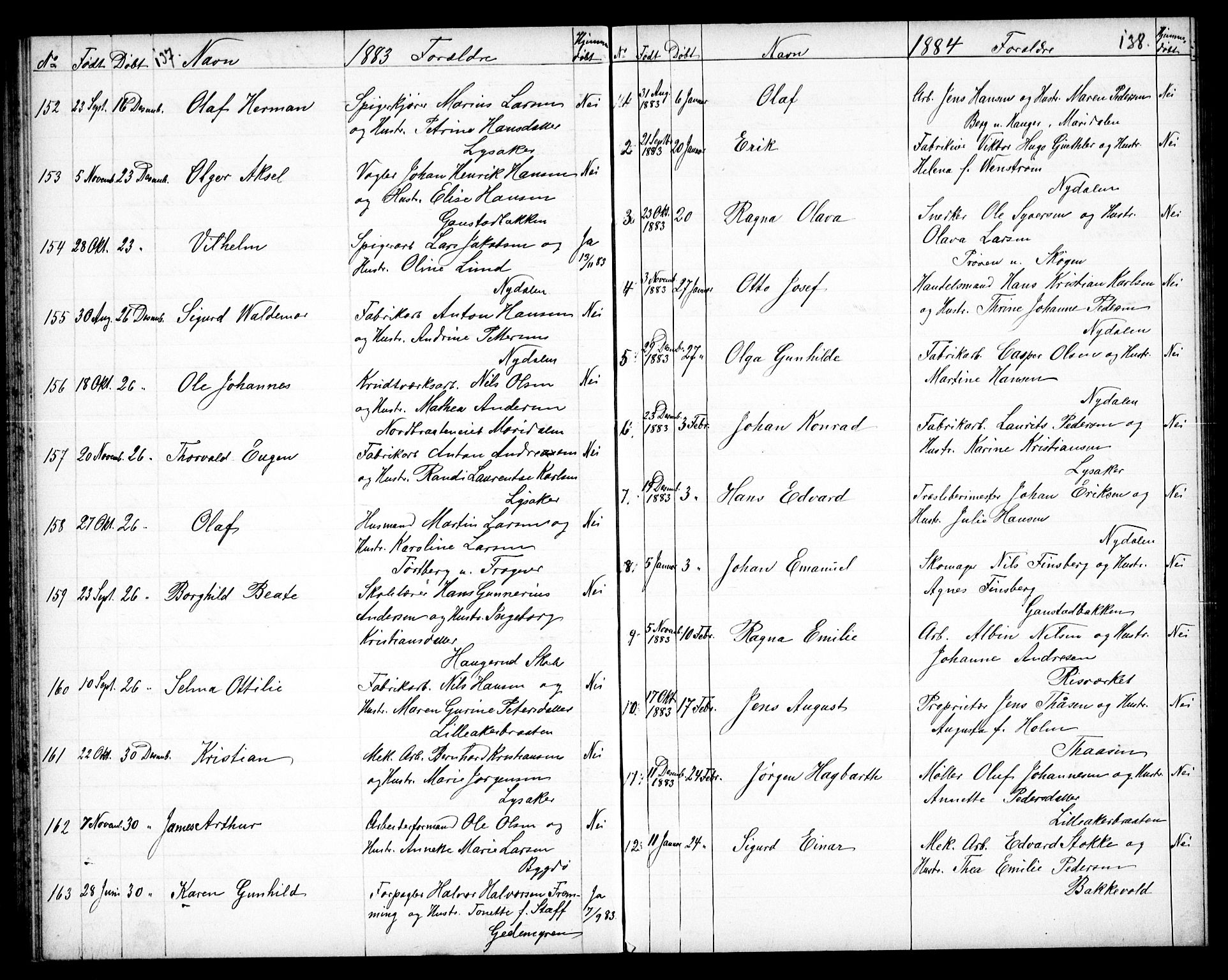 Vestre Aker prestekontor Kirkebøker, SAO/A-10025/G/Ga/L0003: Parish register (copy) no. I 3, 1878-1891, p. 137-138