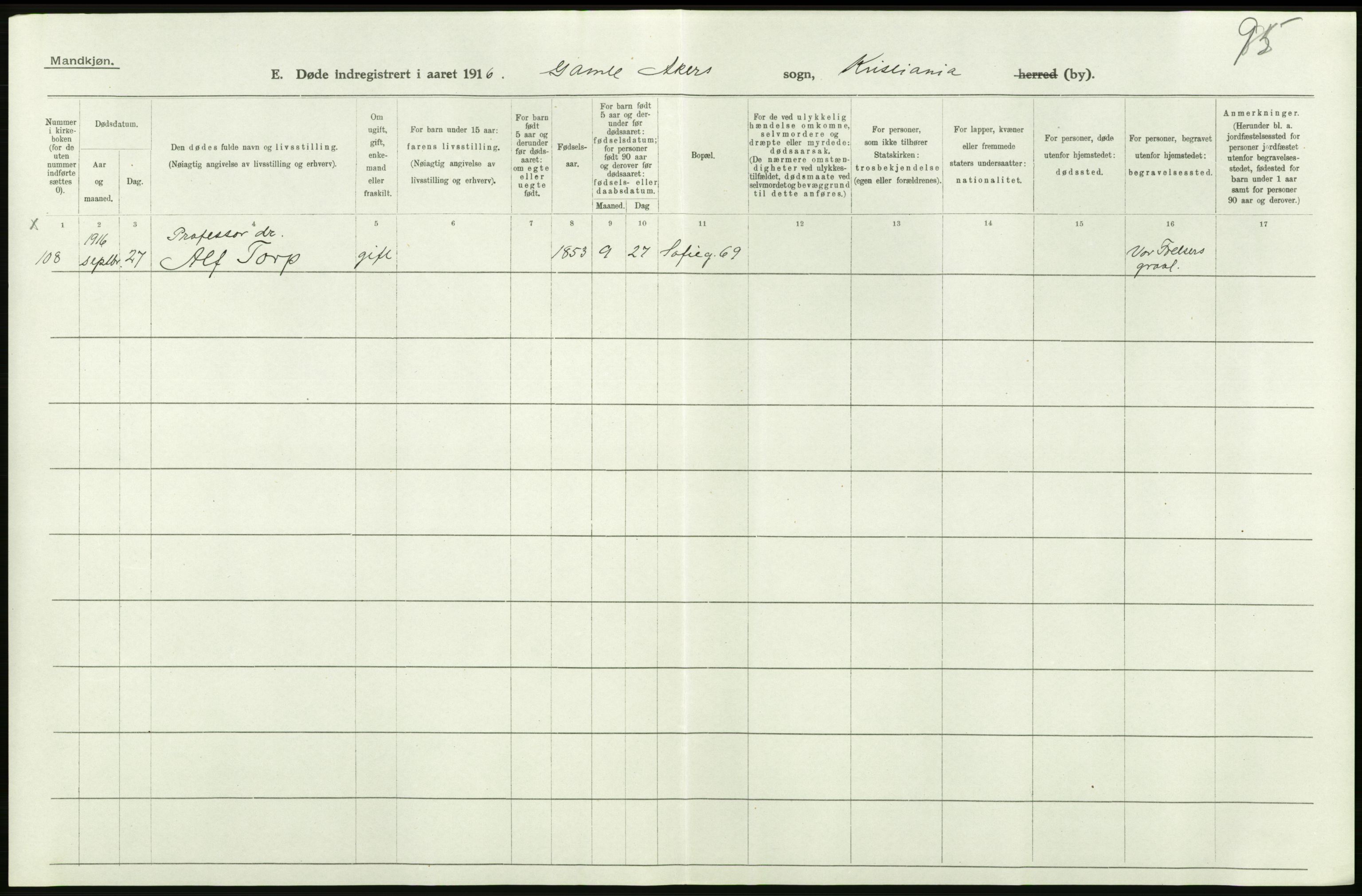 Statistisk sentralbyrå, Sosiodemografiske emner, Befolkning, AV/RA-S-2228/D/Df/Dfb/Dfbf/L0010: Kristiania: Døde, dødfødte., 1916, p. 292