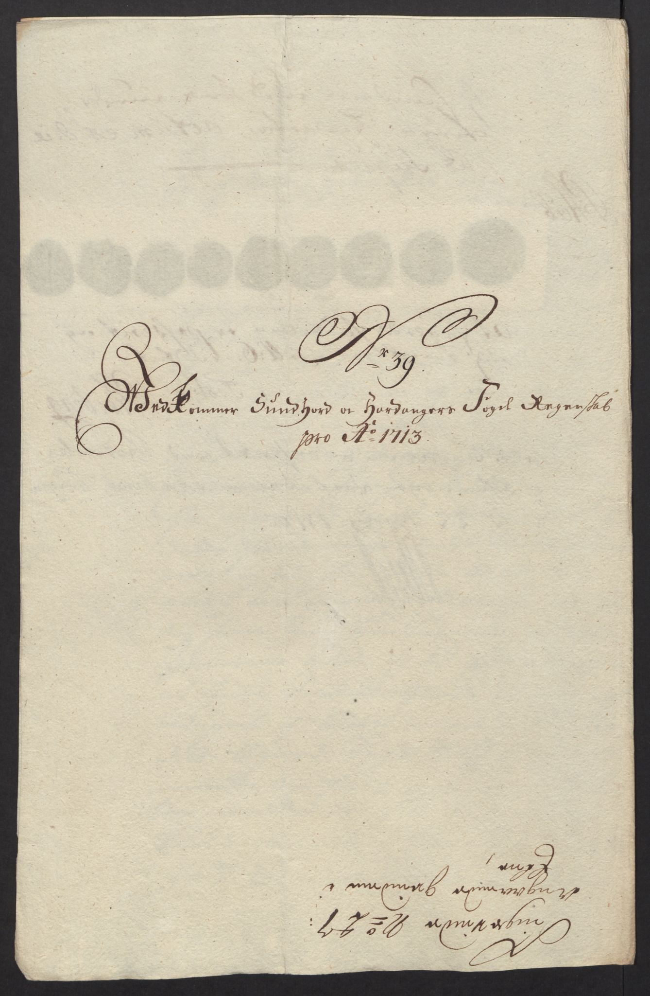 Rentekammeret inntil 1814, Reviderte regnskaper, Fogderegnskap, AV/RA-EA-4092/R48/L2989: Fogderegnskap Sunnhordland og Hardanger, 1713, p. 266