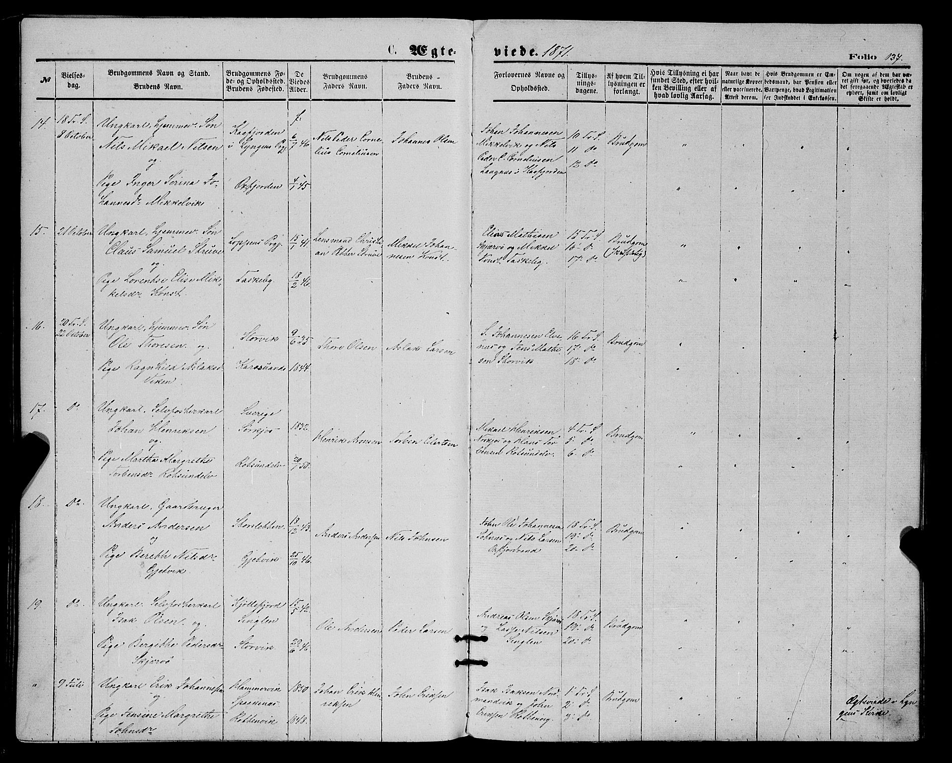 Skjervøy sokneprestkontor, SATØ/S-1300/H/Ha/Haa/L0008kirke: Parish register (official) no. 8, 1871-1877, p. 137