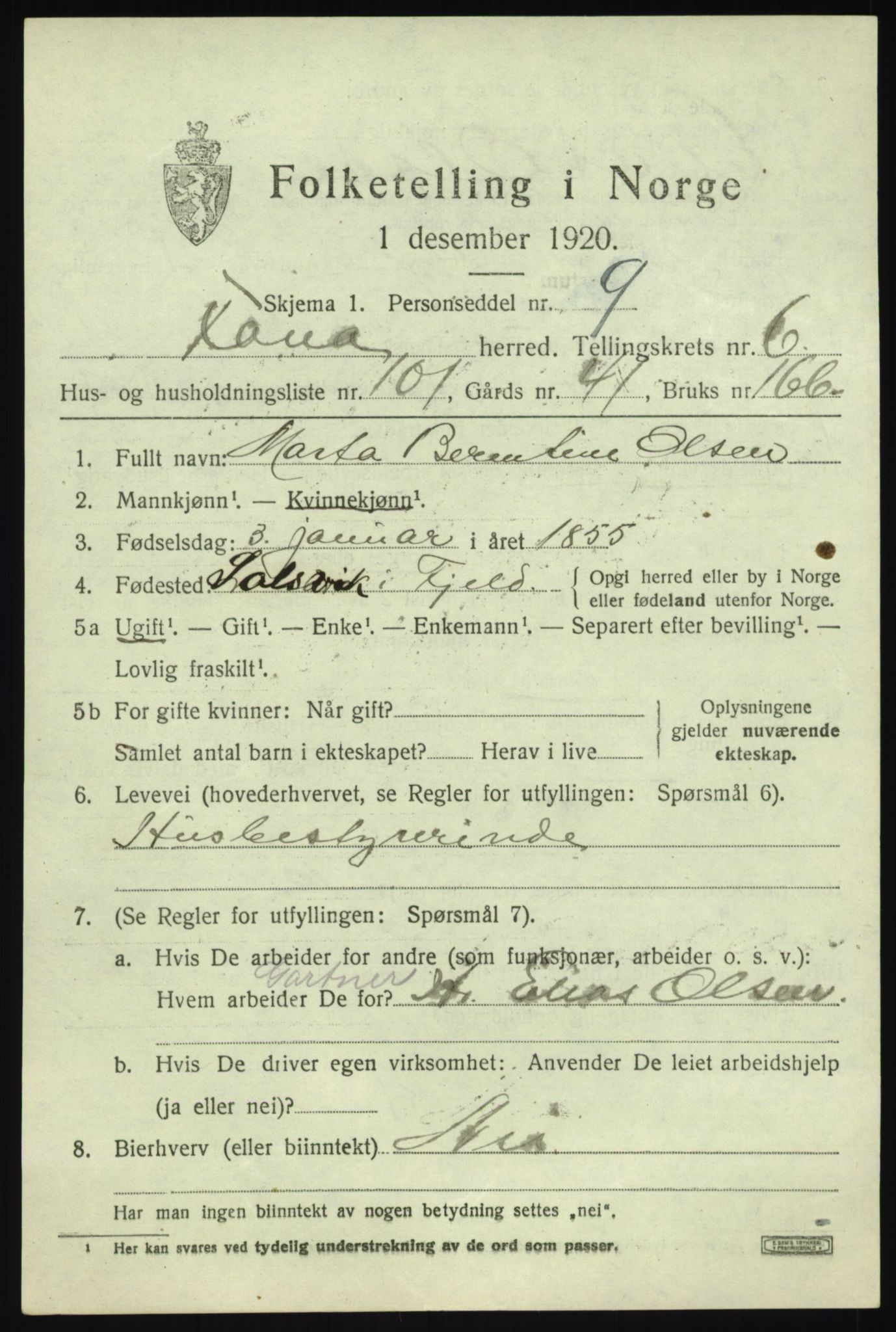 SAB, 1920 census for Fana, 1920, p. 12029