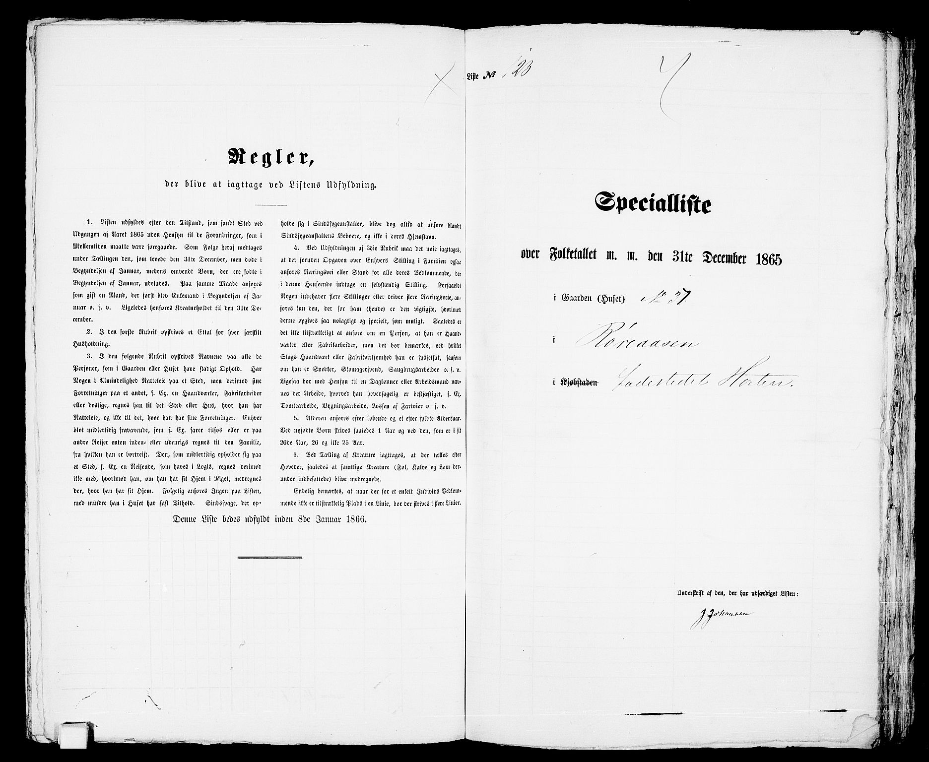 RA, 1865 census for Horten, 1865, p. 275
