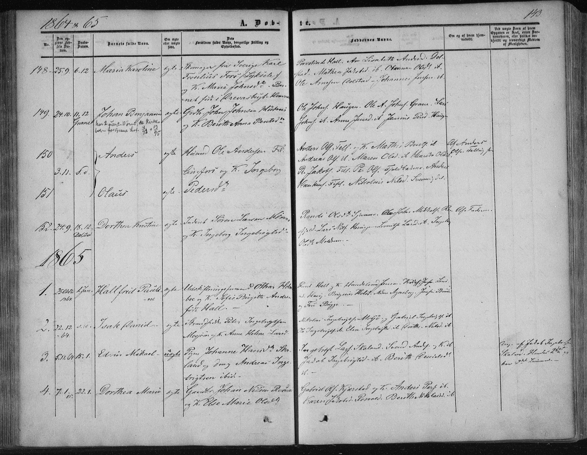 Ministerialprotokoller, klokkerbøker og fødselsregistre - Nordland, SAT/A-1459/820/L0293: Parish register (official) no. 820A14, 1855-1865, p. 143