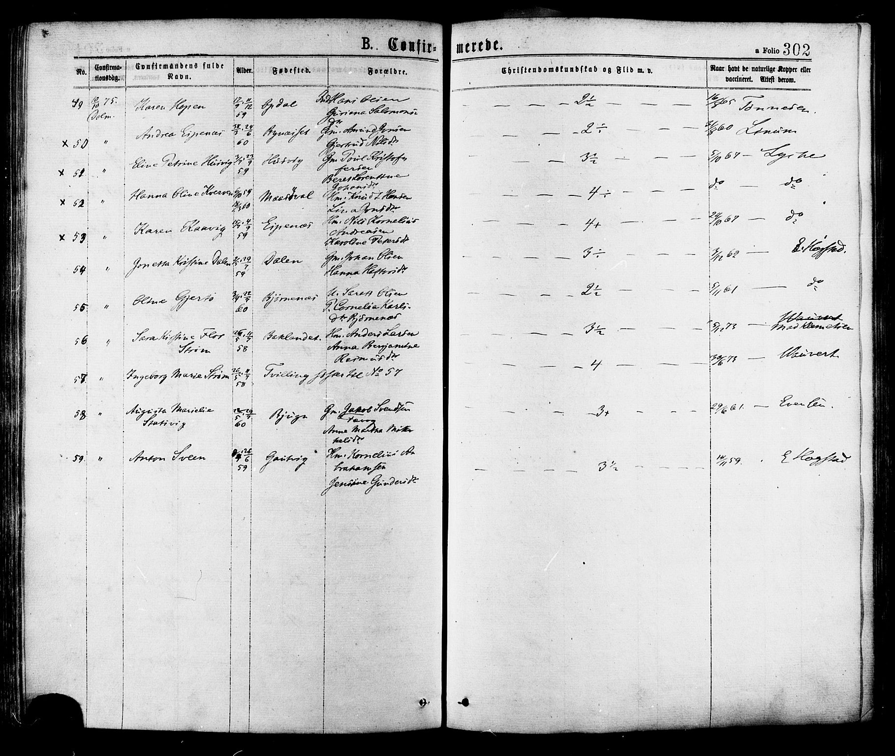 Ministerialprotokoller, klokkerbøker og fødselsregistre - Sør-Trøndelag, AV/SAT-A-1456/634/L0532: Parish register (official) no. 634A08, 1871-1881, p. 302