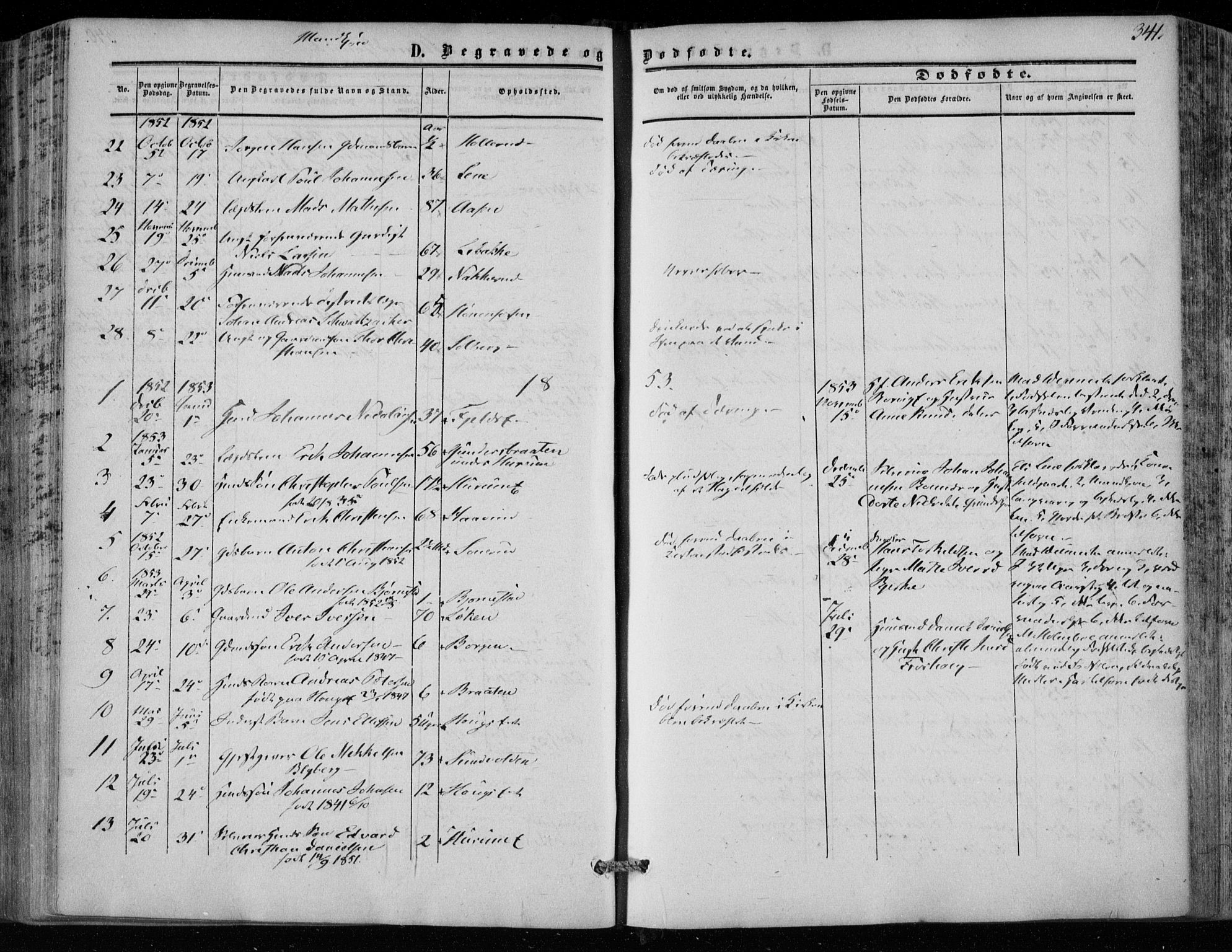 Hole kirkebøker, SAKO/A-228/F/Fa/L0006: Parish register (official) no. I 6, 1852-1872, p. 341