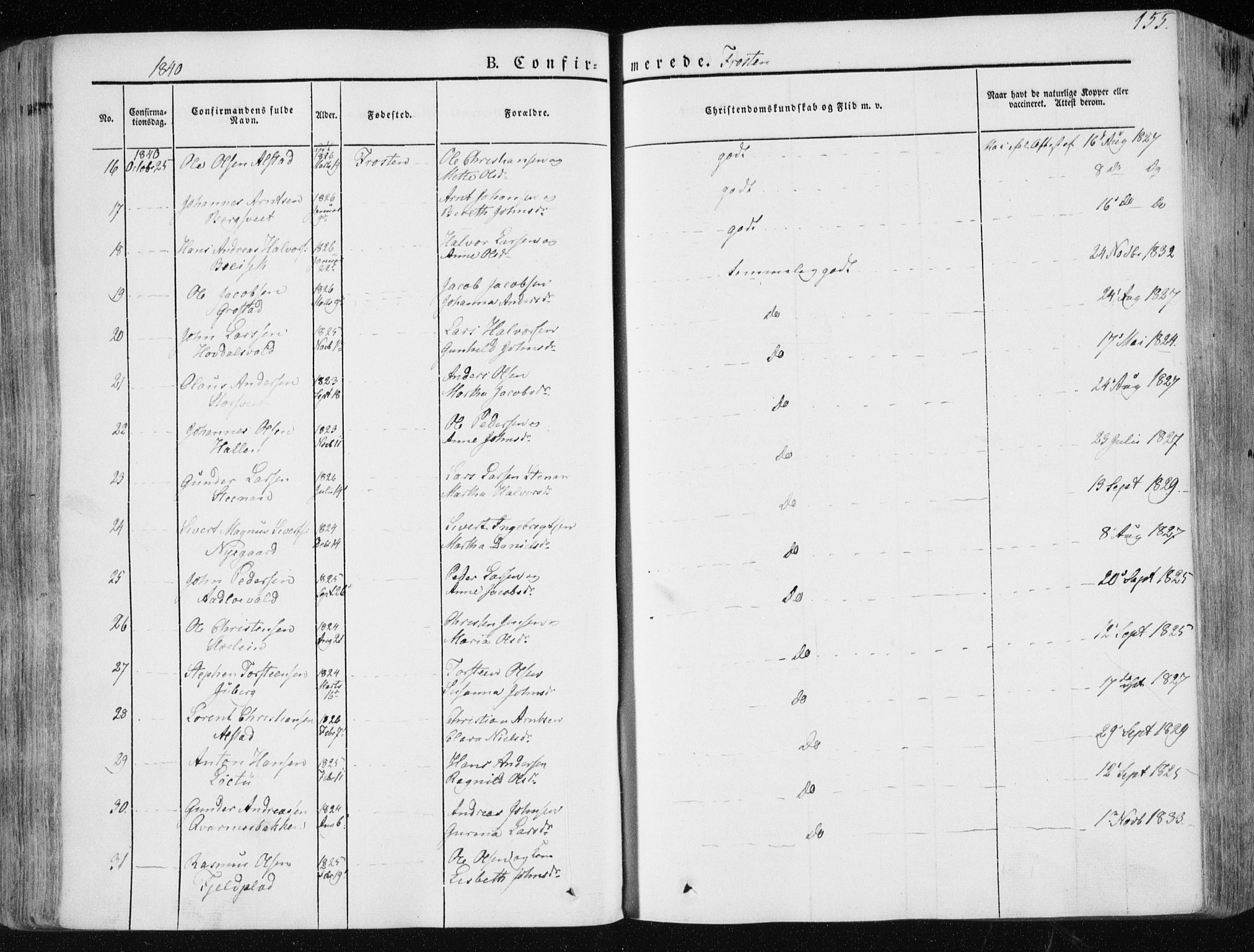 Ministerialprotokoller, klokkerbøker og fødselsregistre - Nord-Trøndelag, SAT/A-1458/713/L0115: Parish register (official) no. 713A06, 1838-1851, p. 155