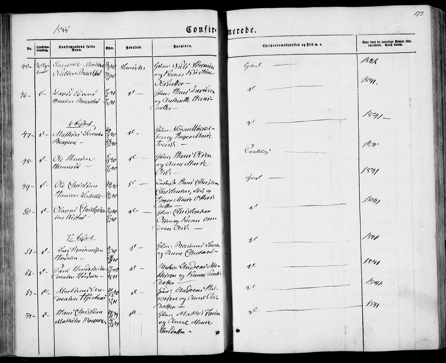Sandar kirkebøker, SAKO/A-243/F/Fa/L0007: Parish register (official) no. 7, 1855-1861, p. 172