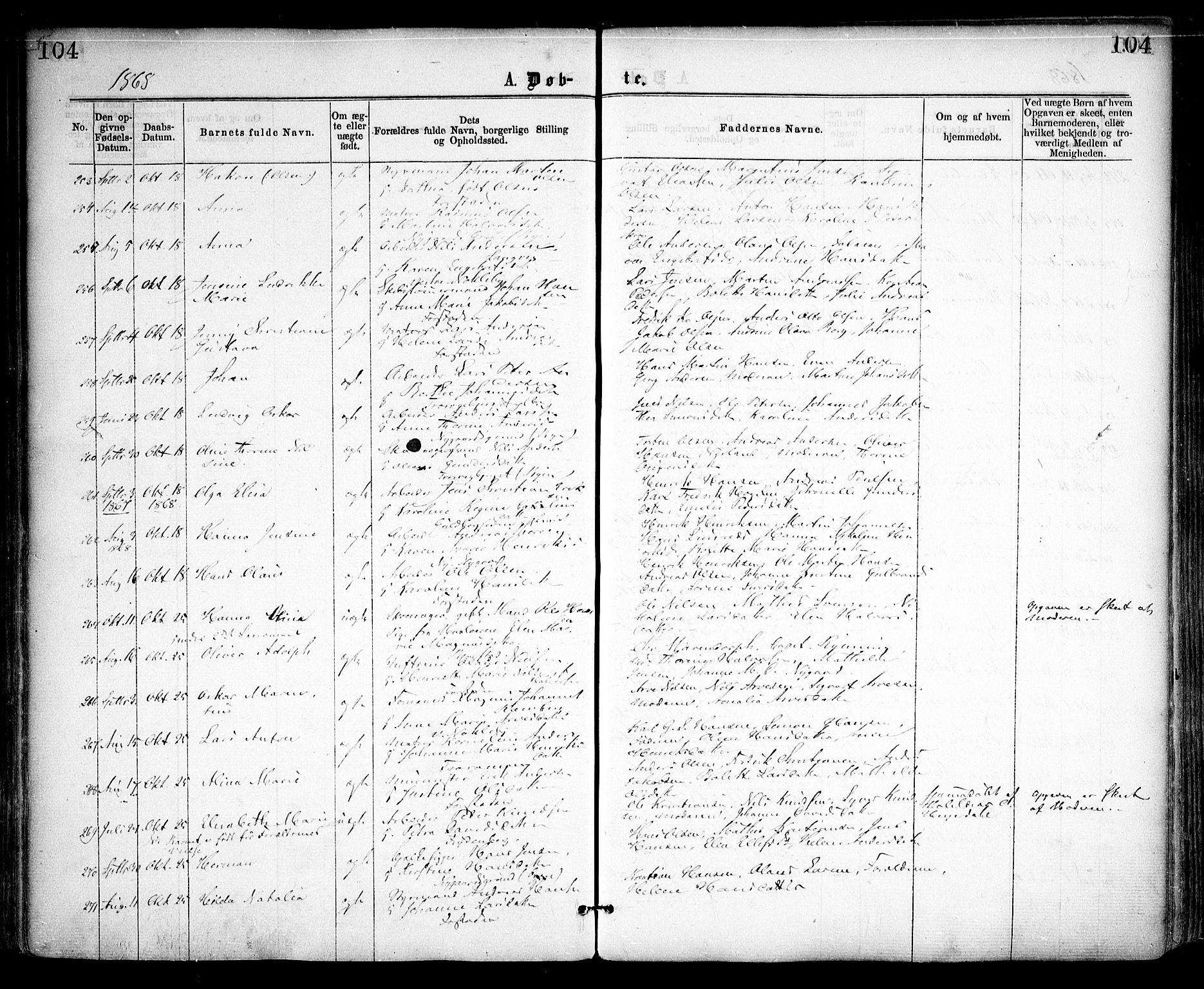 Glemmen prestekontor Kirkebøker, AV/SAO-A-10908/F/Fa/L0008: Parish register (official) no. 8, 1862-1871, p. 104