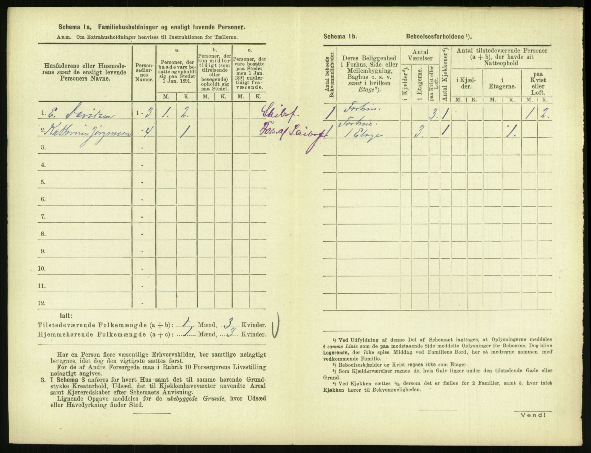 RA, 1891 census for 0904 Grimstad, 1891, p. 309