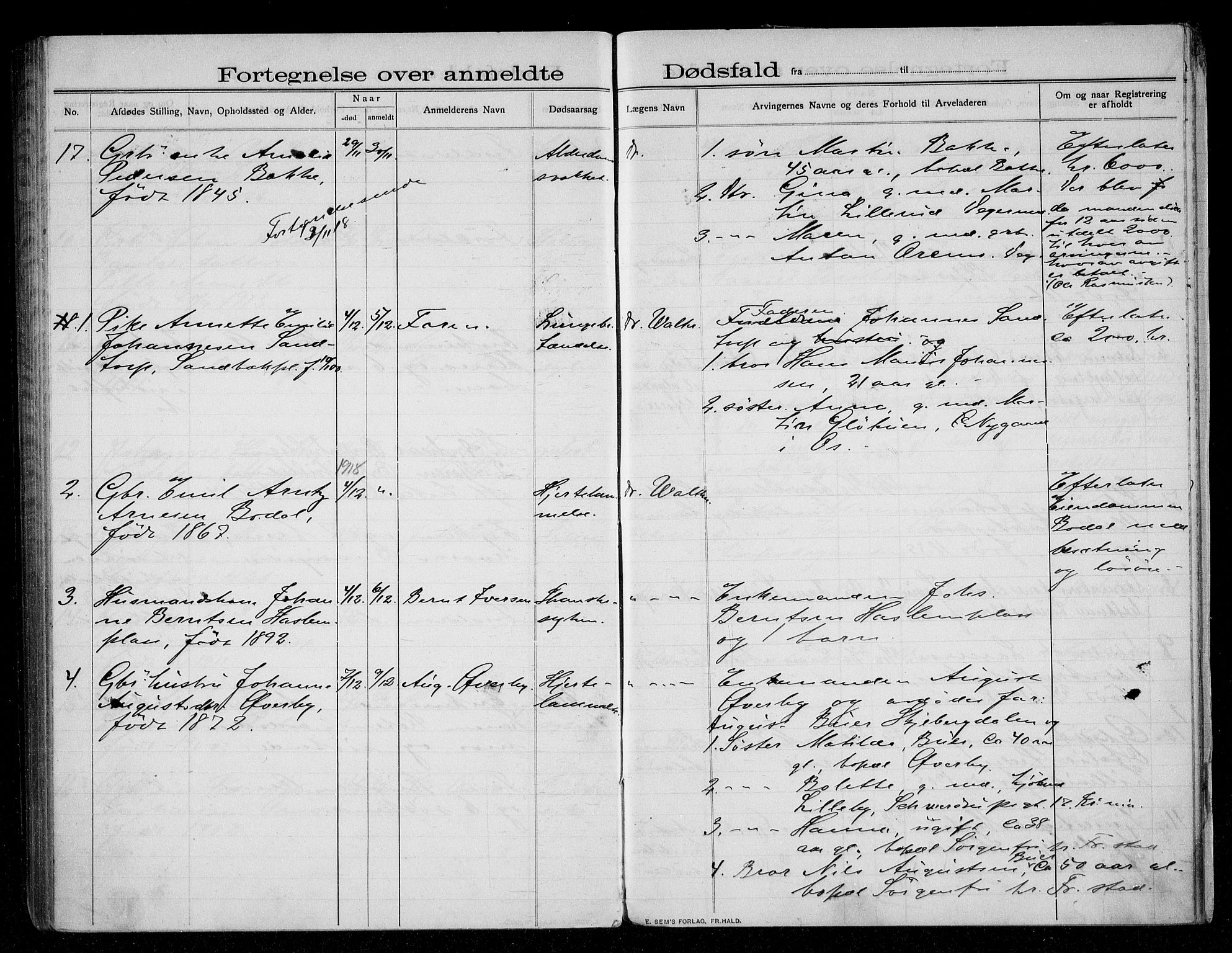 Rakkestad lensmannskontor, AV/SAO-A-10004/H/Ha/Haa/L0003: Dødsanmeldelsesprotokoll, 1908-1919