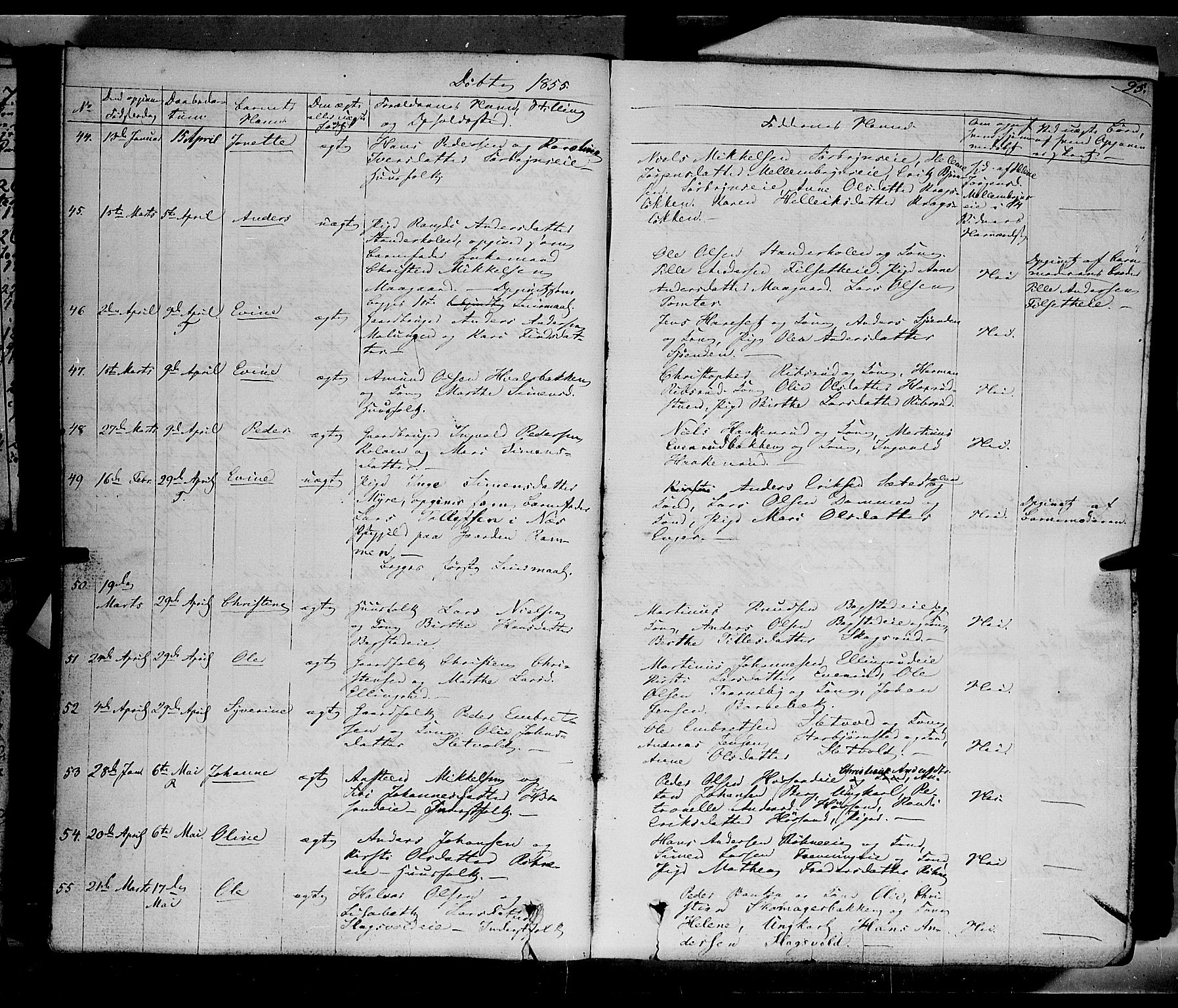 Romedal prestekontor, SAH/PREST-004/K/L0004: Parish register (official) no. 4, 1847-1861, p. 95