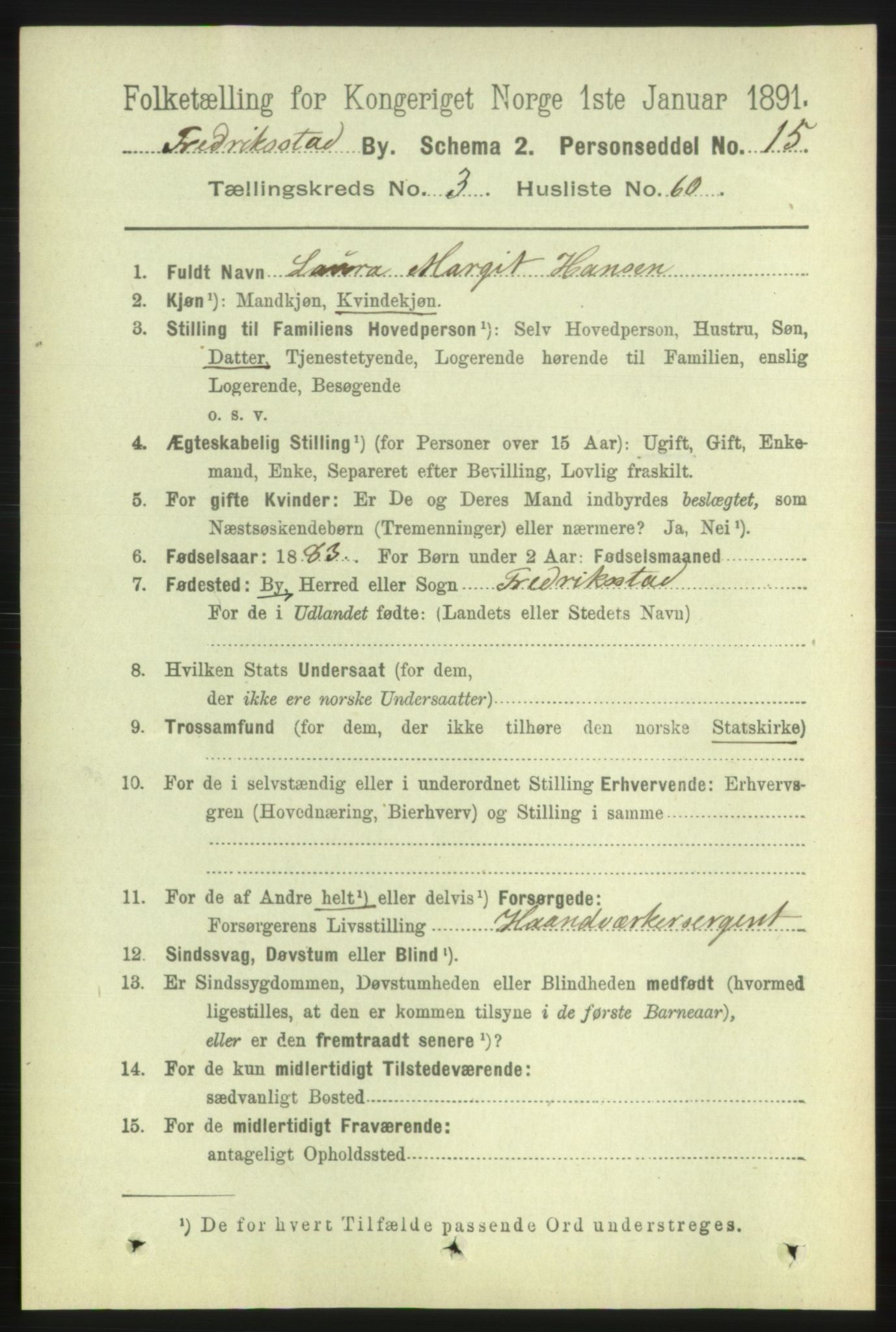 RA, 1891 census for 0103 Fredrikstad, 1891, p. 5811