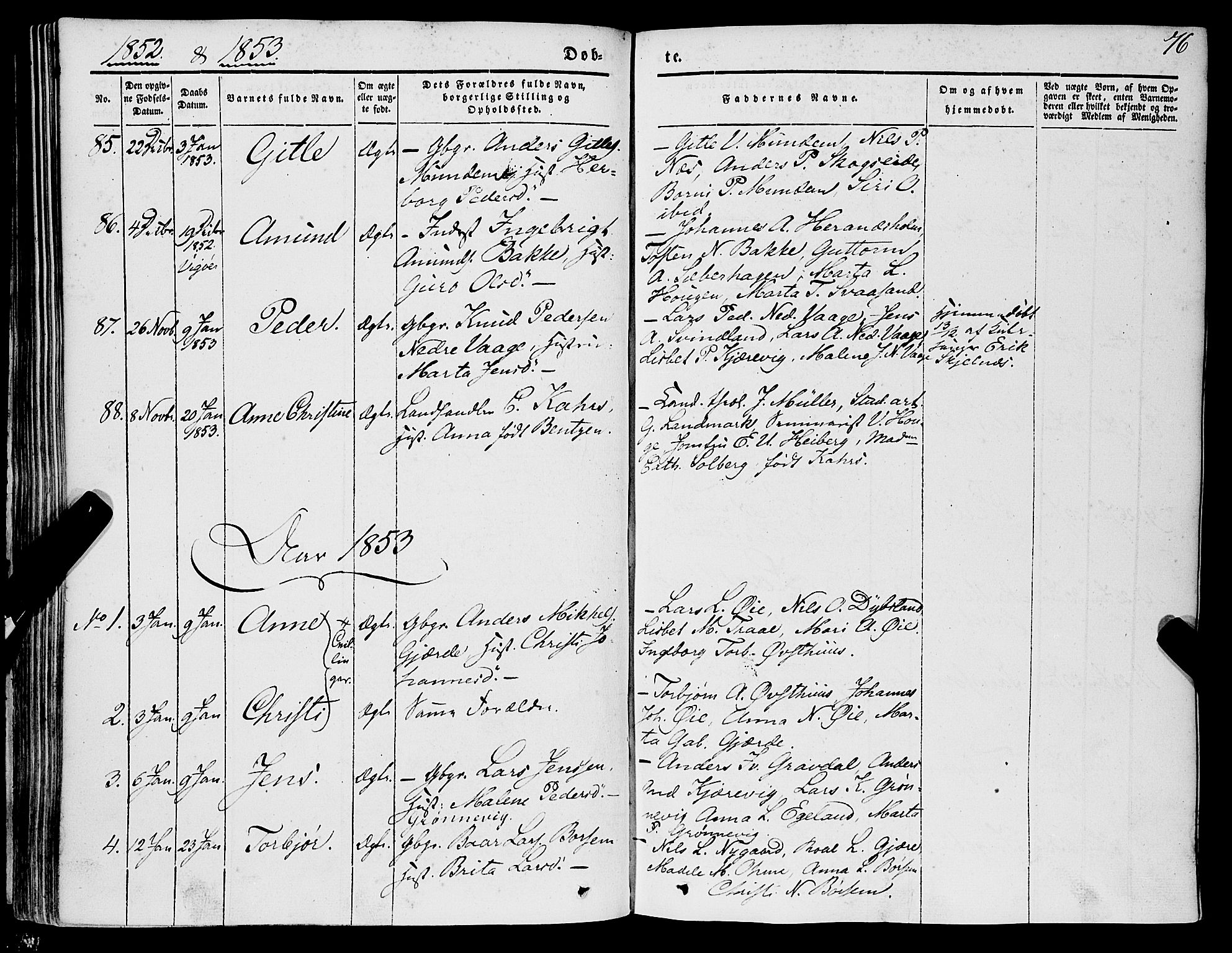 Strandebarm sokneprestembete, AV/SAB-A-78401/H/Haa: Parish register (official) no. A 7, 1844-1872, p. 76