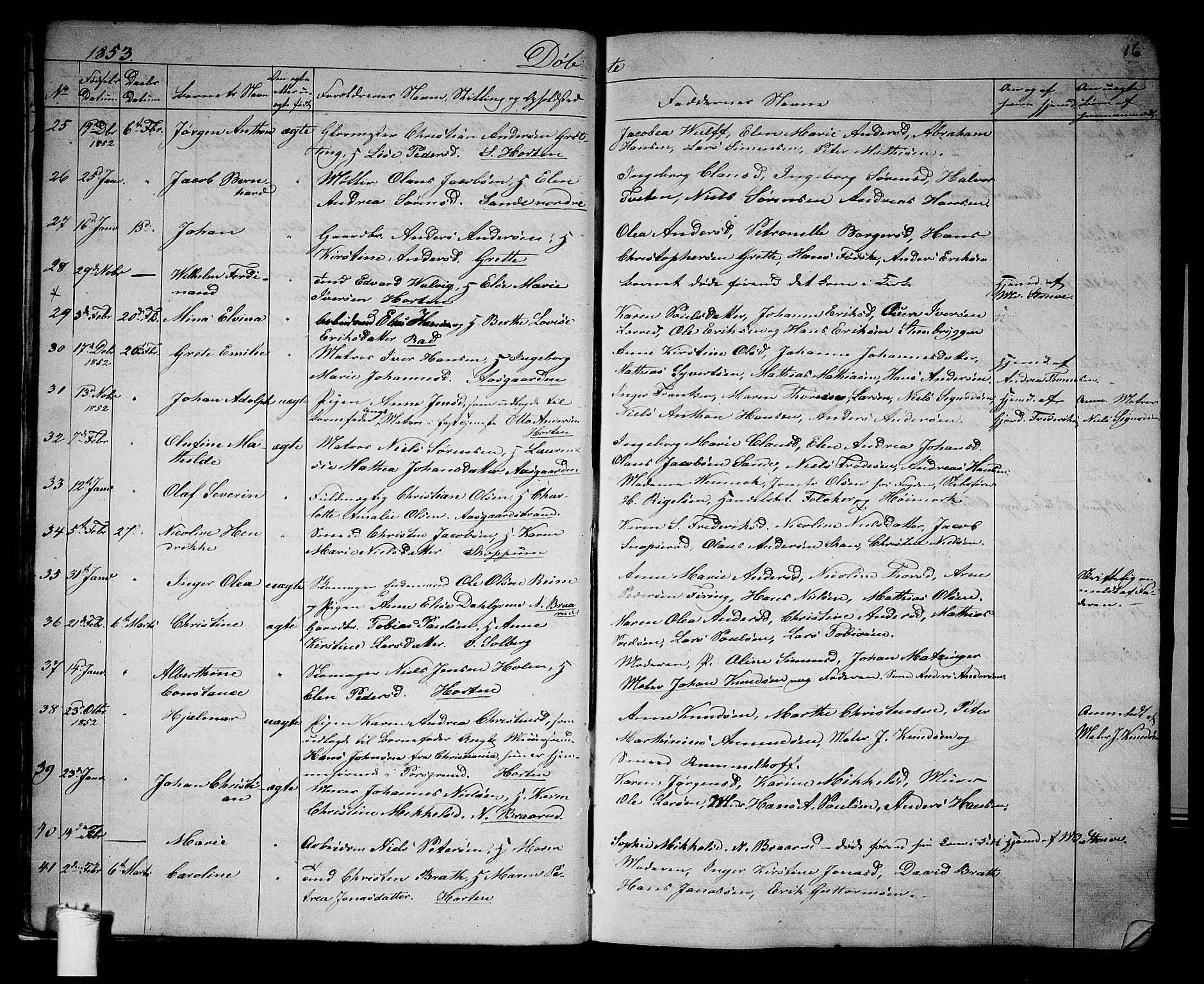 Borre kirkebøker, AV/SAKO-A-338/G/Ga/L0002: Parish register (copy) no. I 2, 1852-1871, p. 16