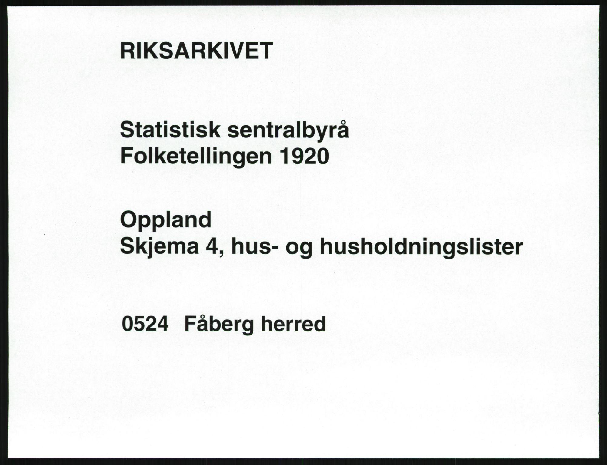 SAH, 1920 census for Fåberg, 1920, p. 72