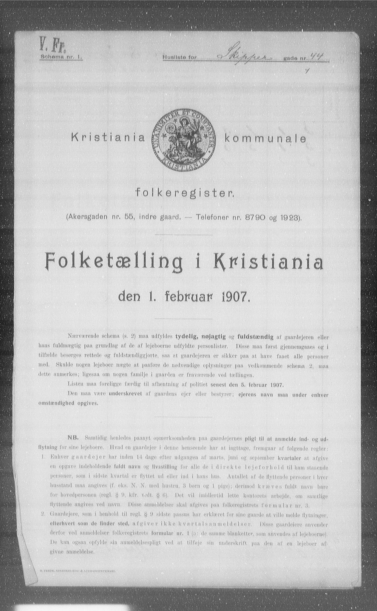 OBA, Municipal Census 1907 for Kristiania, 1907, p. 48906