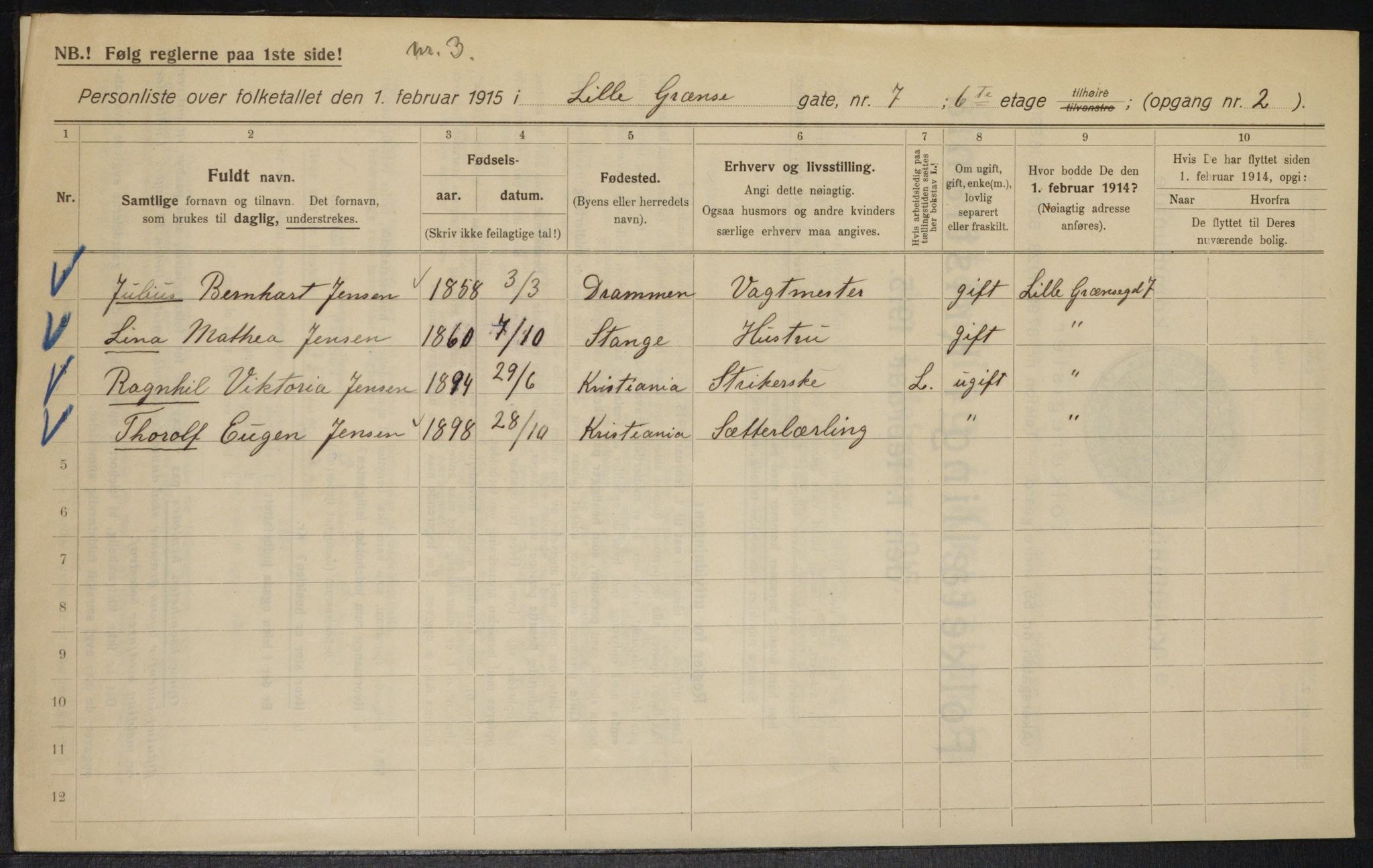 OBA, Municipal Census 1915 for Kristiania, 1915, p. 57063