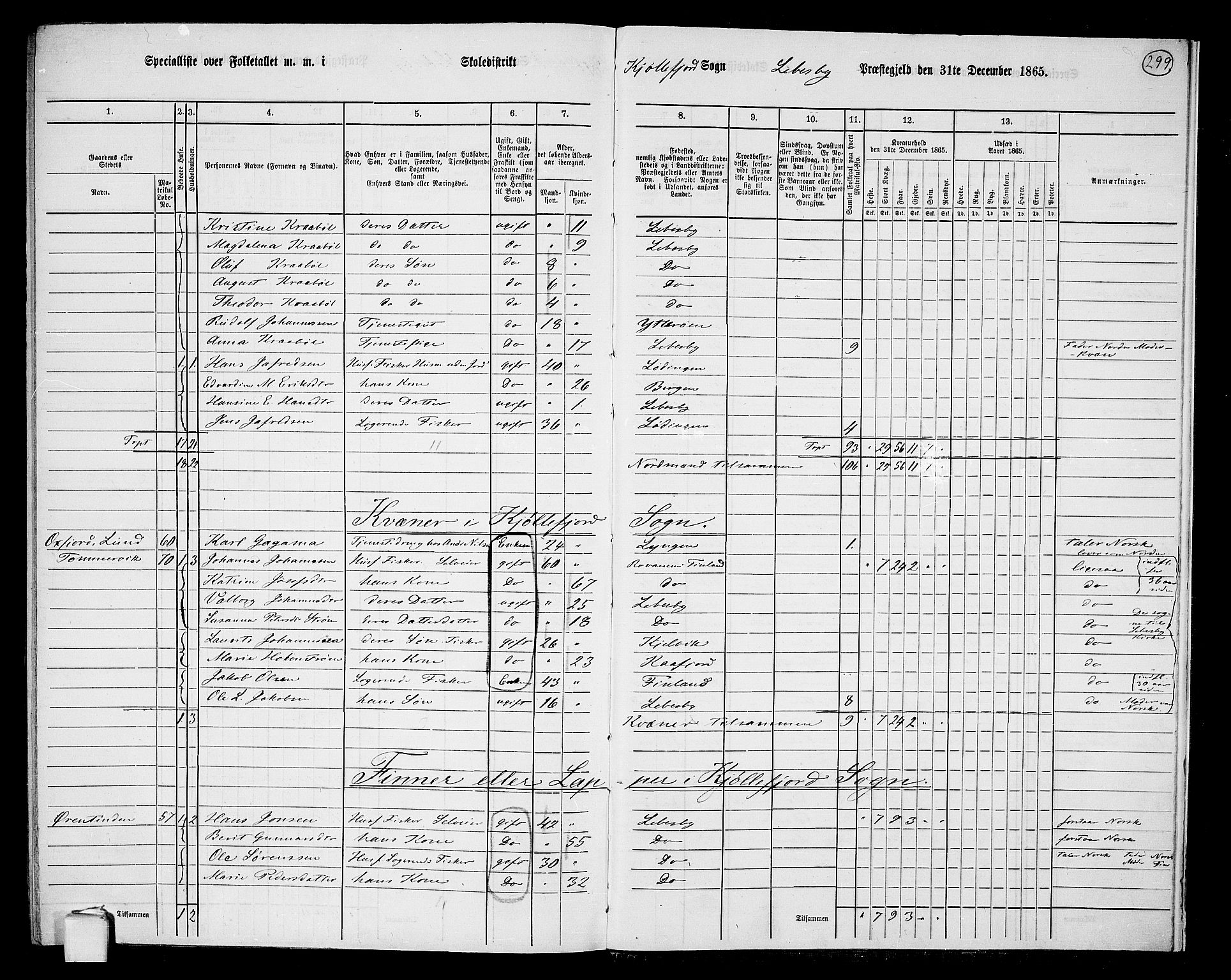 RA, 1865 census for Lebesby, 1865, p. 25