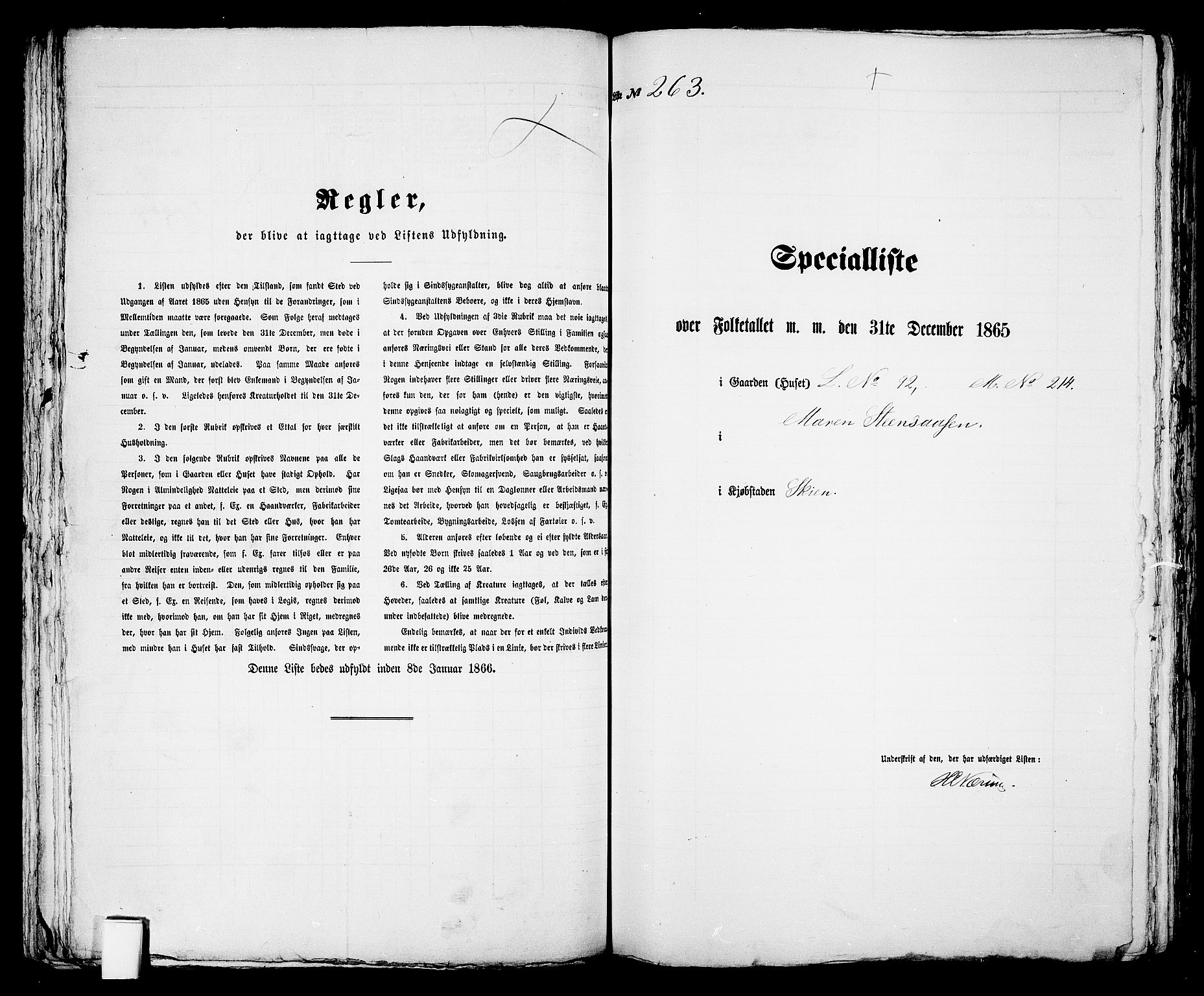 RA, 1865 census for Skien, 1865, p. 540