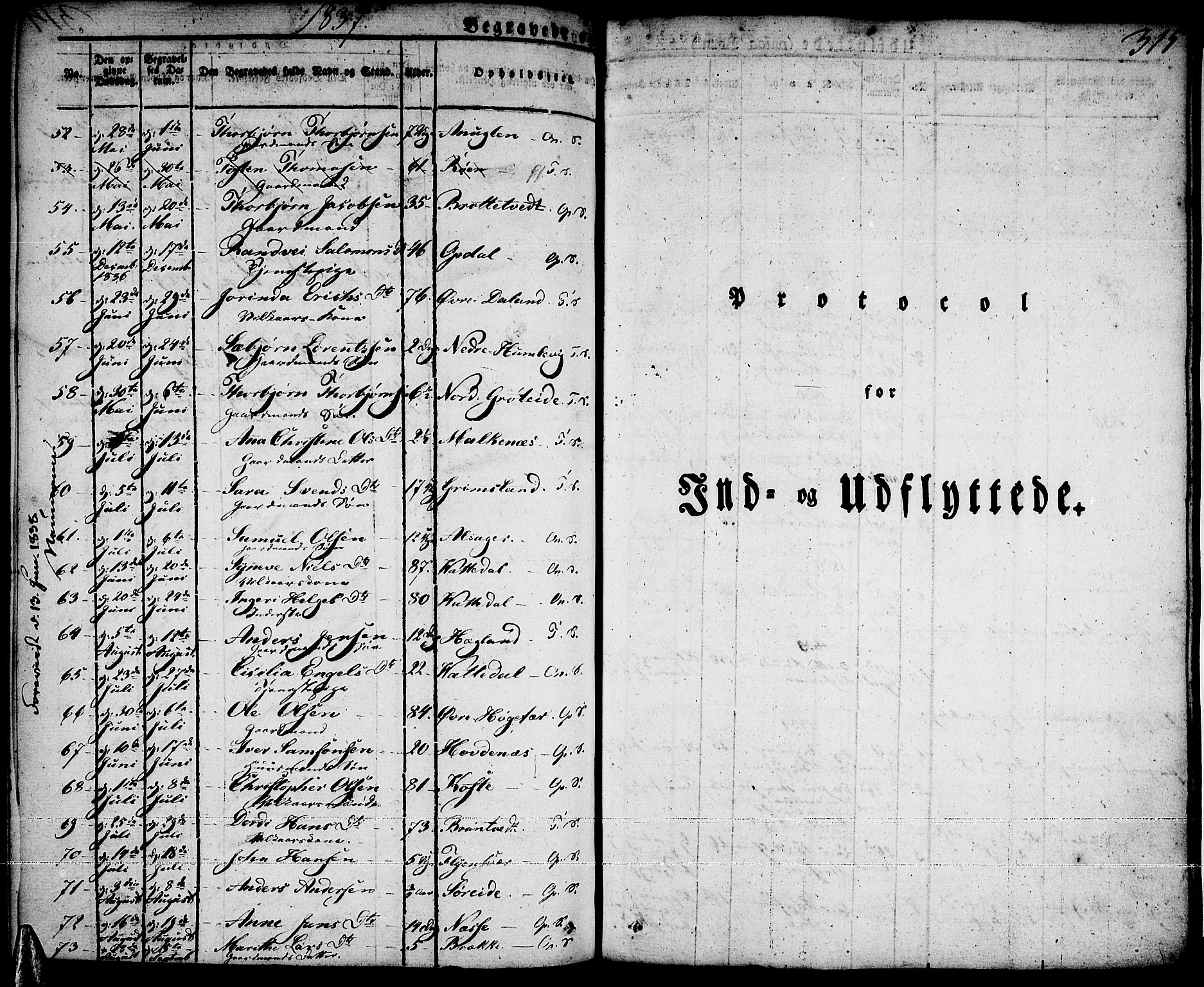 Tysnes sokneprestembete, AV/SAB-A-78601/H/Haa: Parish register (official) no. A 8, 1826-1837, p. 315