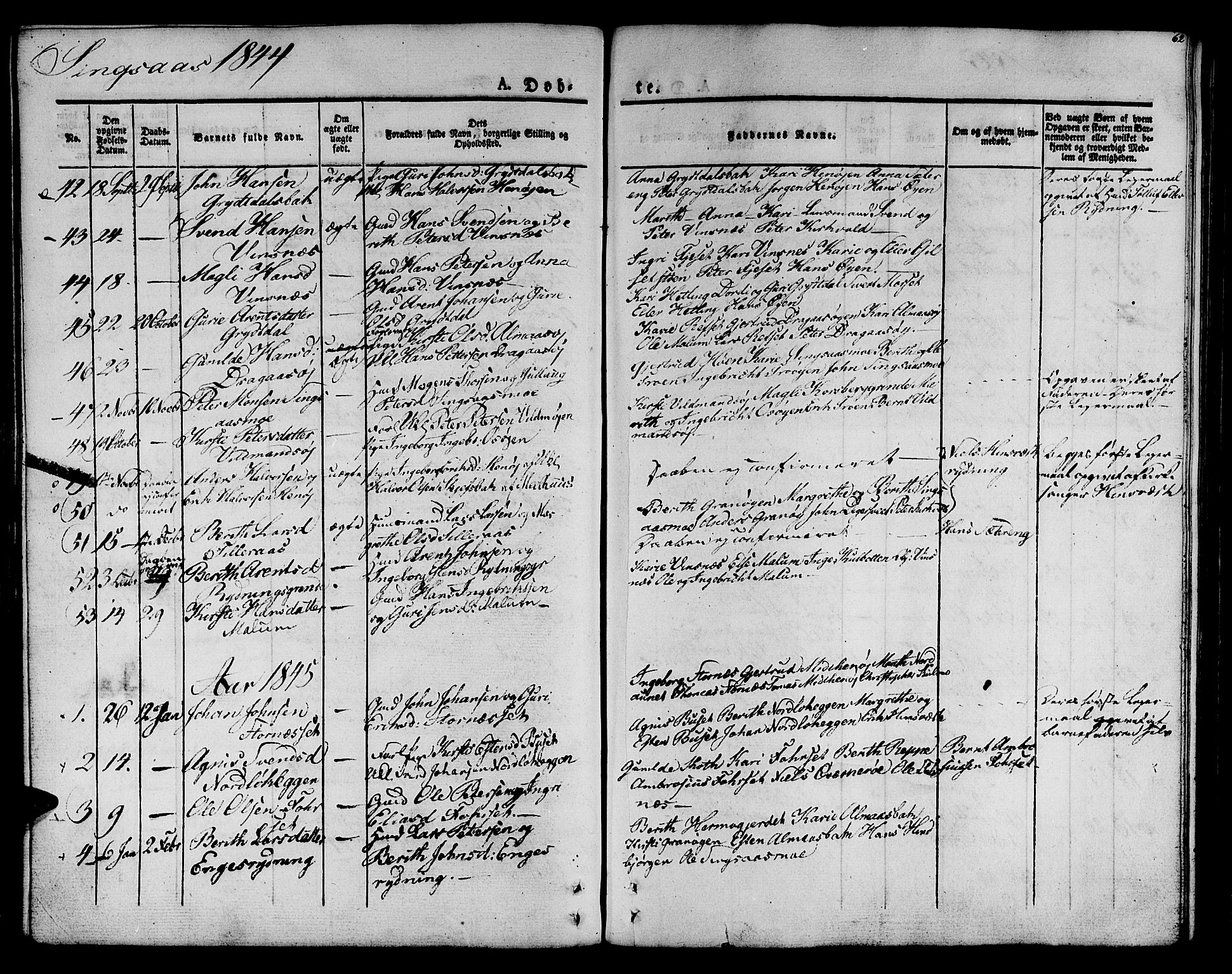 Ministerialprotokoller, klokkerbøker og fødselsregistre - Sør-Trøndelag, SAT/A-1456/685/L0958: Parish register (official) no. 685A04 /2, 1829-1845, p. 62