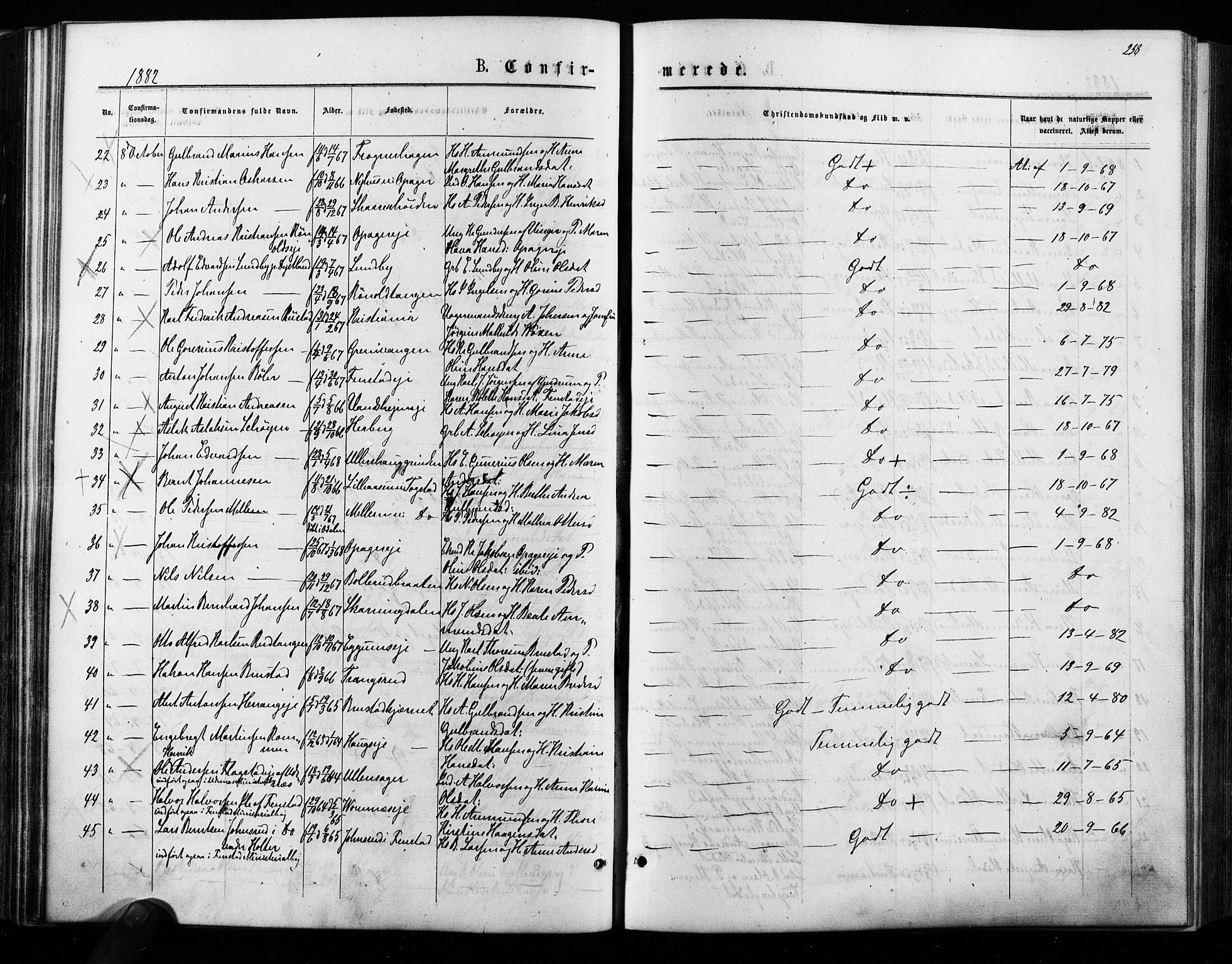 Nes prestekontor Kirkebøker, AV/SAO-A-10410/F/Fa/L0009: Parish register (official) no. I 9, 1875-1882, p. 258