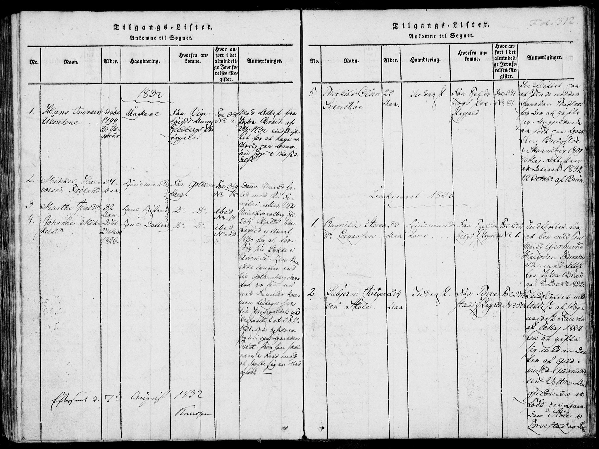 Skjold sokneprestkontor, SAST/A-101847/H/Ha/Haa/L0003: Parish register (official) no. A 3, 1815-1835, p. 312