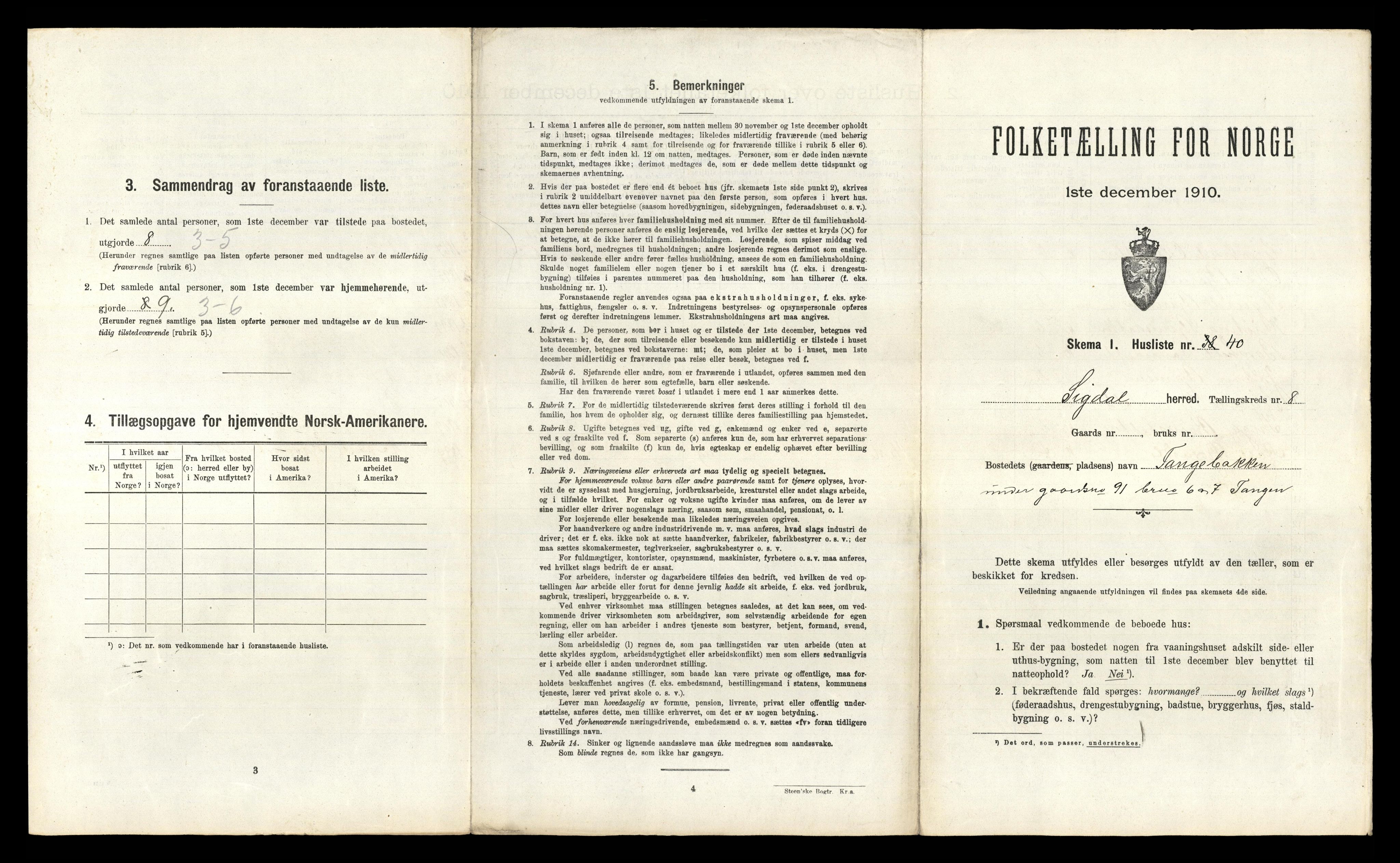 RA, 1910 census for Sigdal, 1910, p. 924