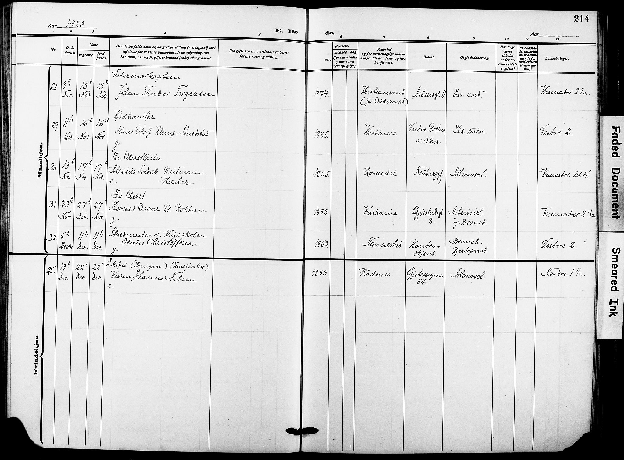 Garnisonsmenigheten Kirkebøker, SAO/A-10846/F/Fa/L0016: Parish register (official) no. 16, 1922-1930, p. 214