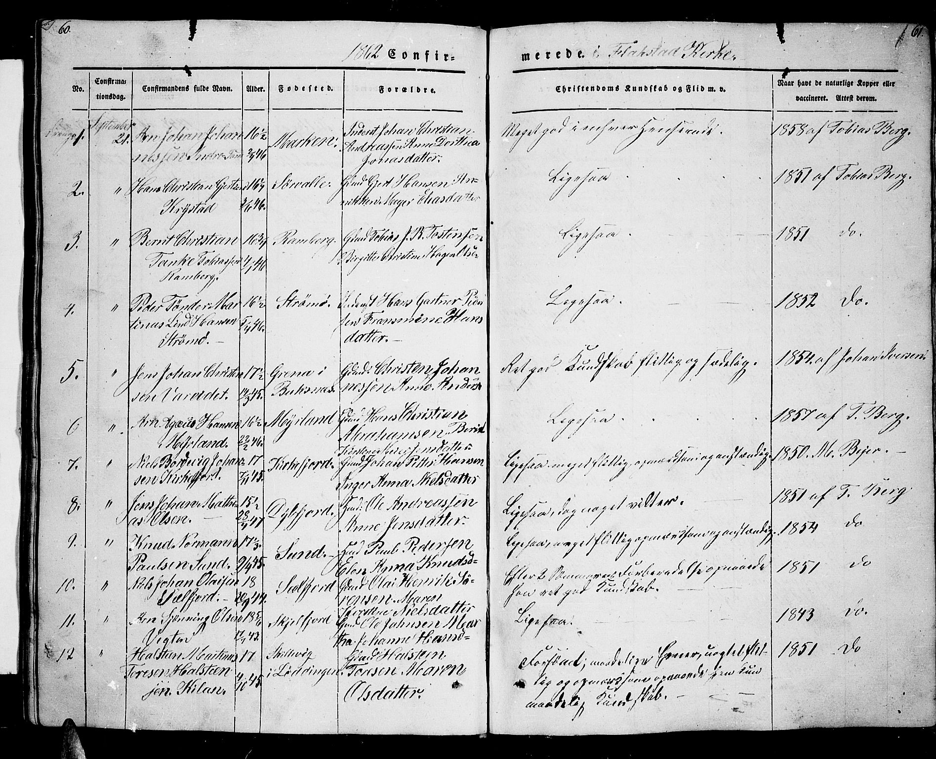 Ministerialprotokoller, klokkerbøker og fødselsregistre - Nordland, AV/SAT-A-1459/885/L1212: Parish register (copy) no. 885C01, 1847-1873, p. 60-61