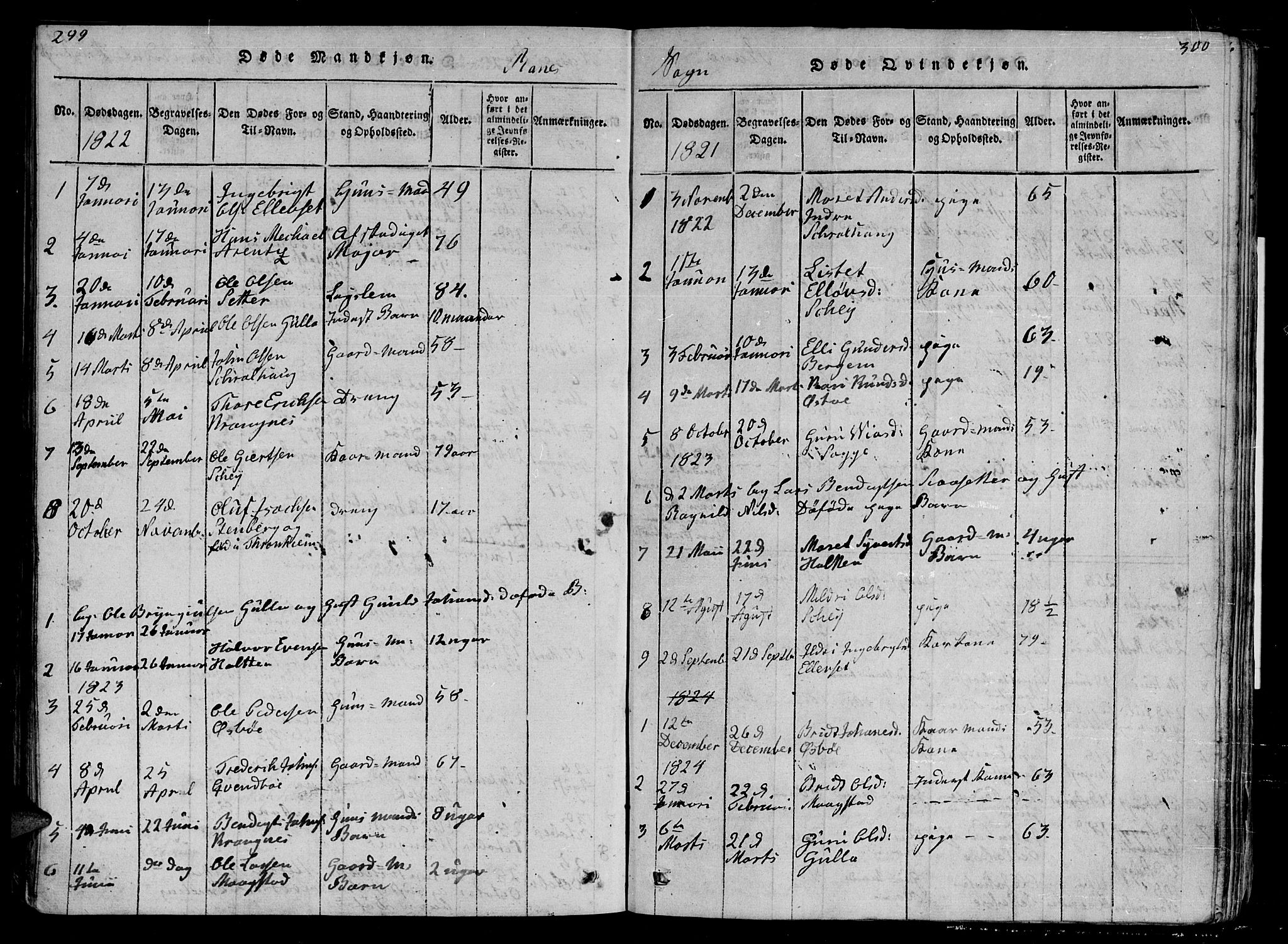 Ministerialprotokoller, klokkerbøker og fødselsregistre - Møre og Romsdal, AV/SAT-A-1454/595/L1050: Parish register (copy) no. 595C02, 1819-1834, p. 299-300