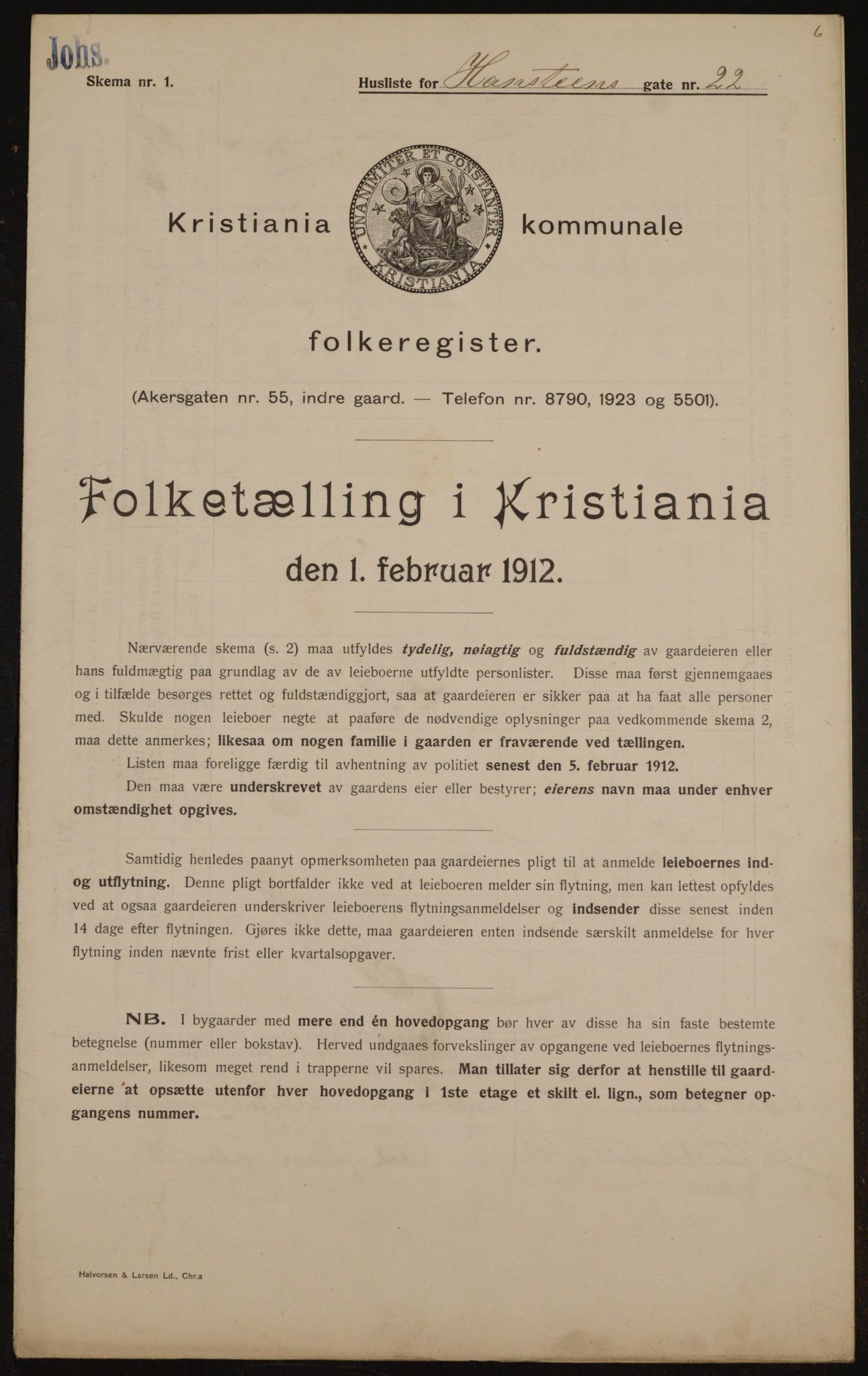 OBA, Municipal Census 1912 for Kristiania, 1912, p. 34983